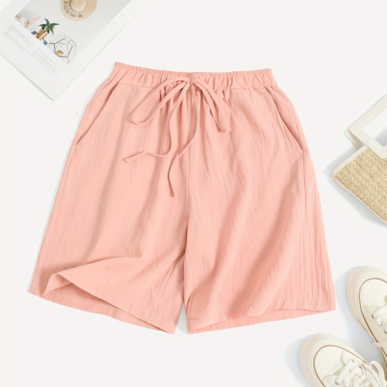 

Elegant Women' Color Shorts - Breathable Polyester , Machine Washable, Spring/summer/fall, Shorts