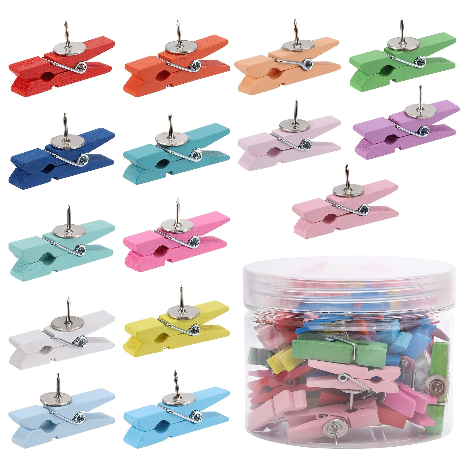 30 Pieces Push Pins Clips, Bulldog Clips With Thumb Tacks For School  Artworks Projects On Cork Board, Photos Documents On Bulletin Board, No  Holes For