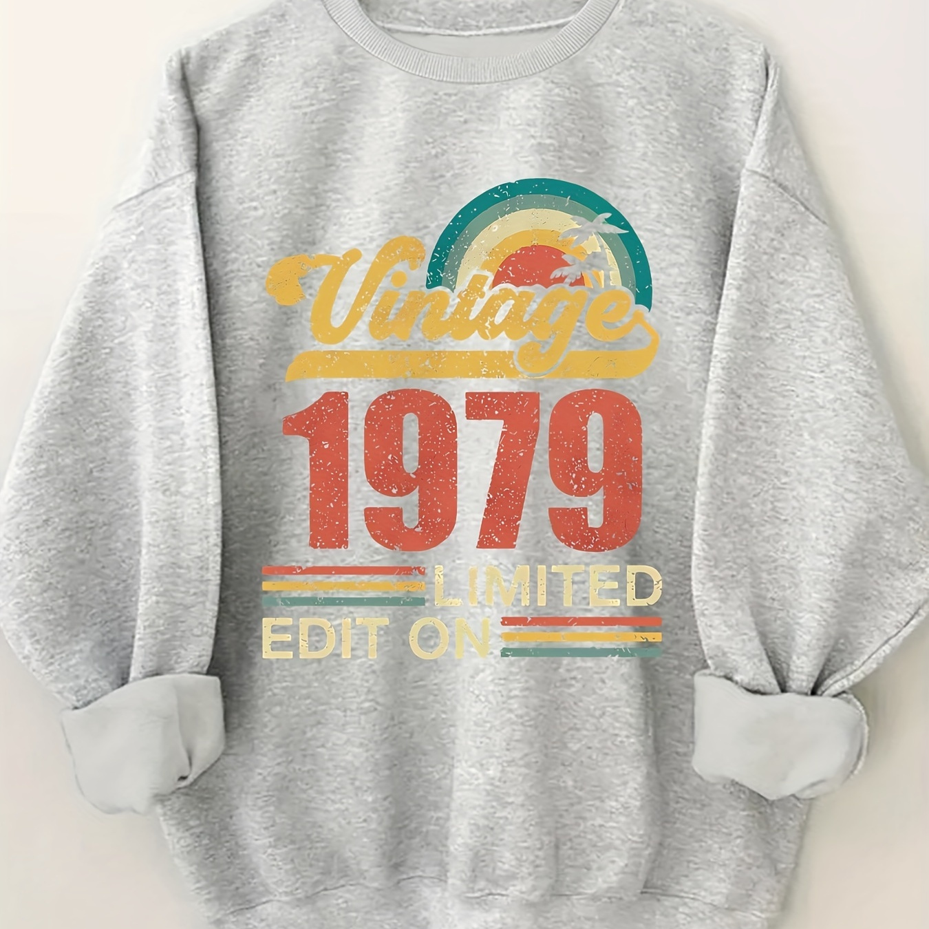 

Vintage 1979 Print Long Sleeve Sweatshirt, Crew Neck Casual Sweatshirt For Fall & Winter, Women's Clothing