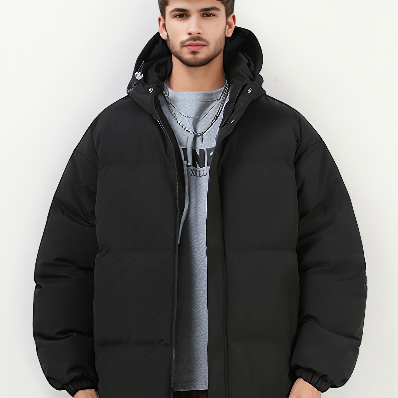 

1pc Hooded , And , , Long , Regular Fit