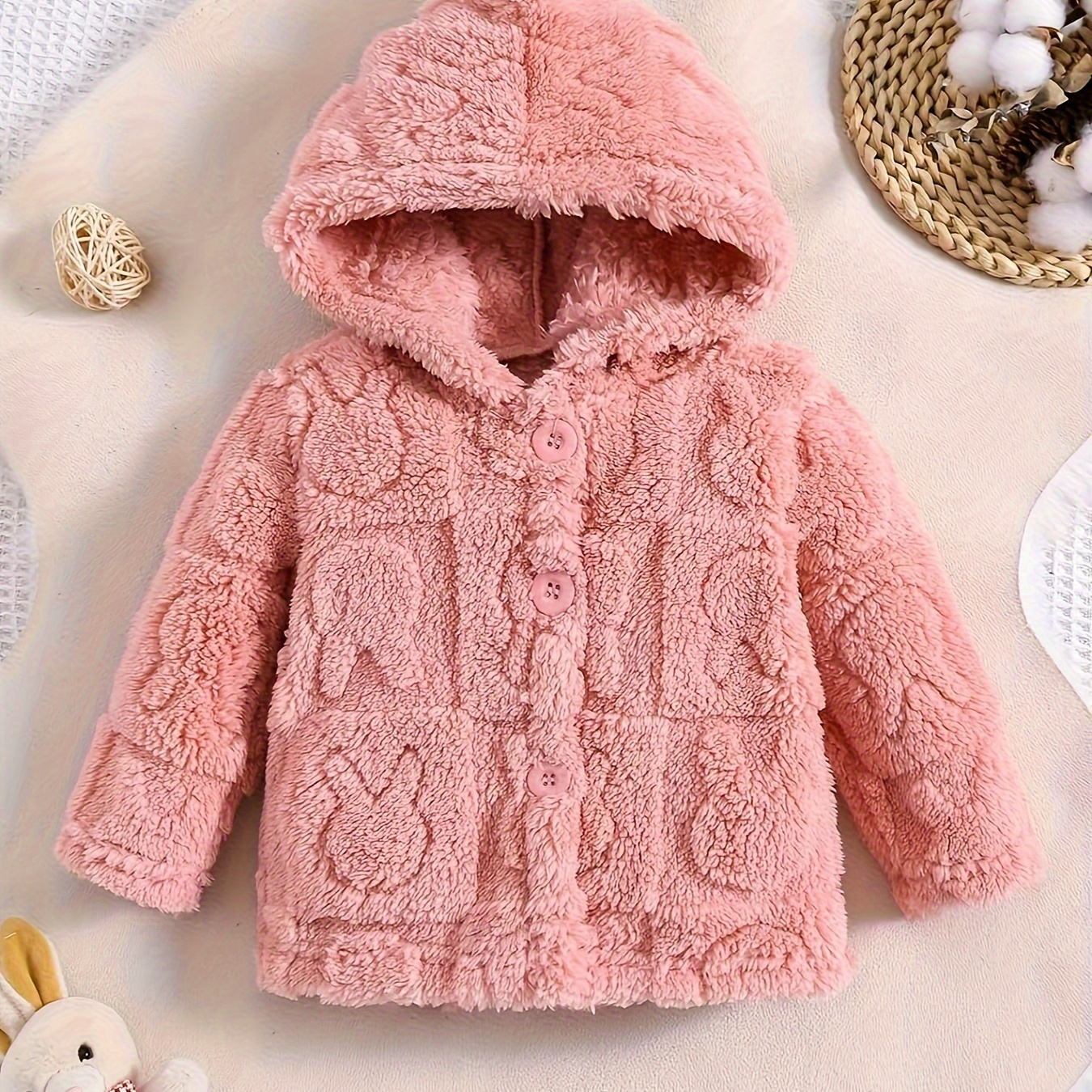

Baby Girls Fashion Autumn Winter Thick Flannel Set Kids Warm New Casual & Comfy Hooded Jacket