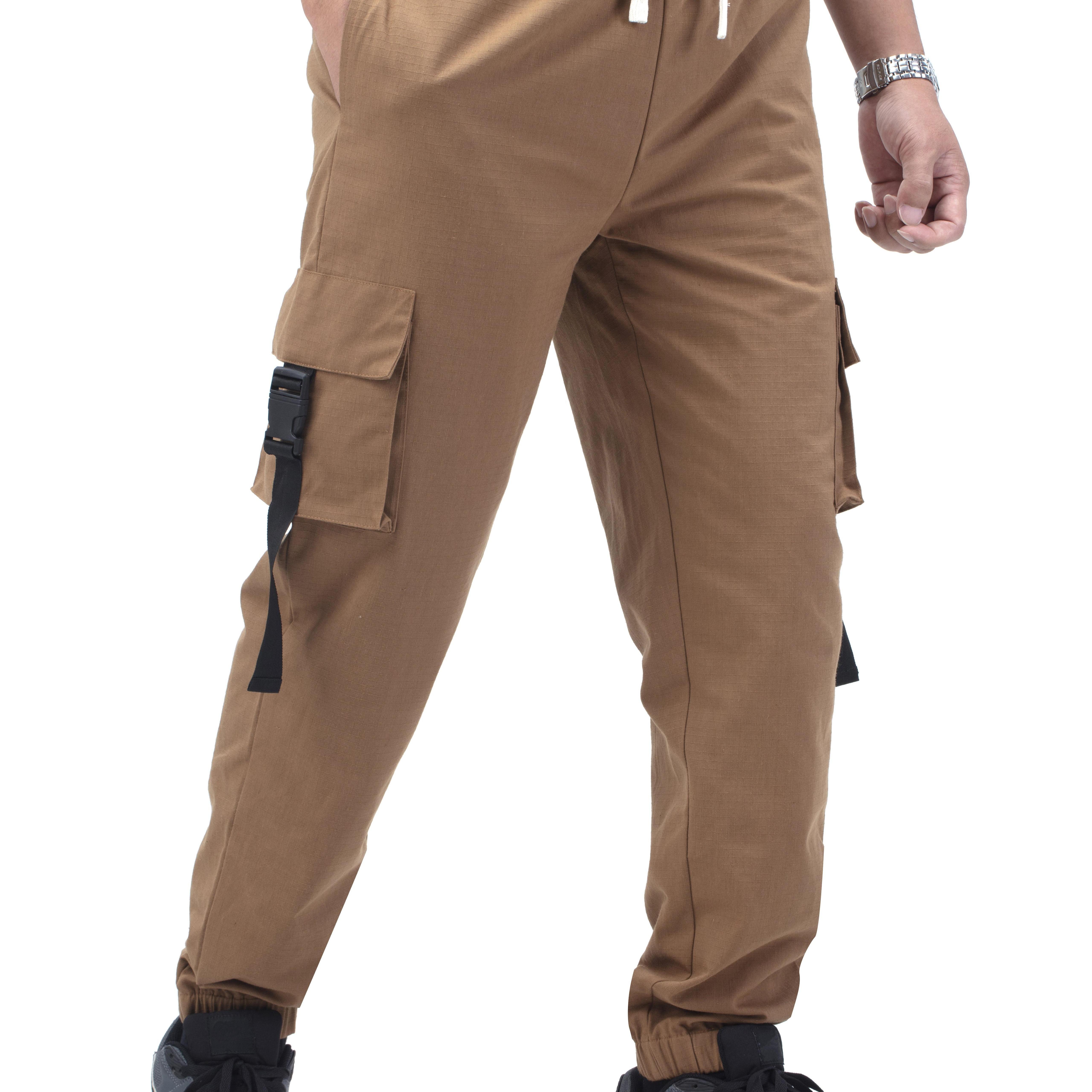 Men's Fashion Oversized Solid Cargo Pants For Spring/autumn, Street Style Loose Fit Work Pants For Males, Plus Size