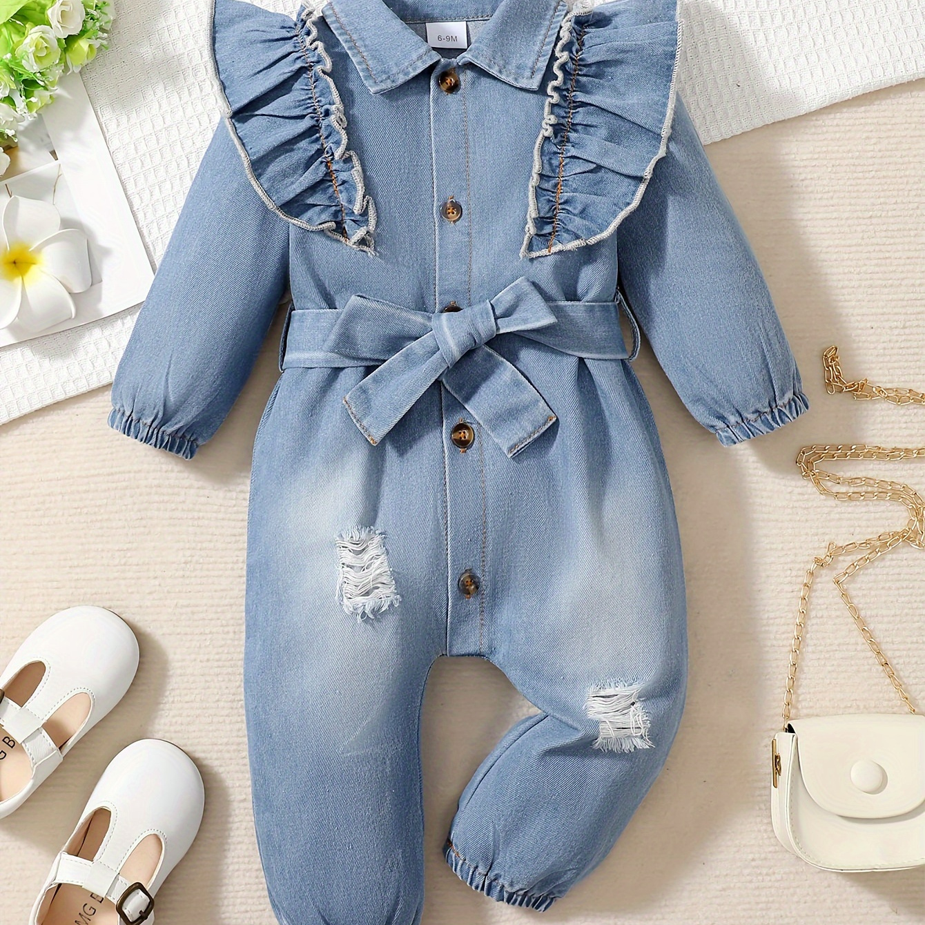 

' Long Sleeve Belted , Toddler & Infant 's Bodysuit For Fall