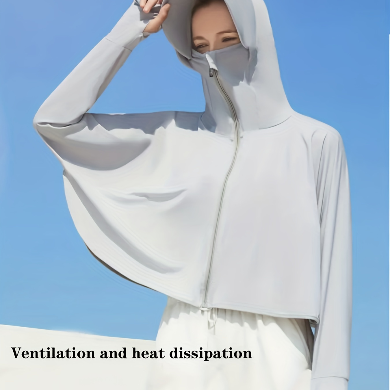 

Solid Sunscreen Shawl Hoodie Shirts, Long Sleeve Anti-uv Outdoor Breathable Jacket For Cycling Hiking Fishing