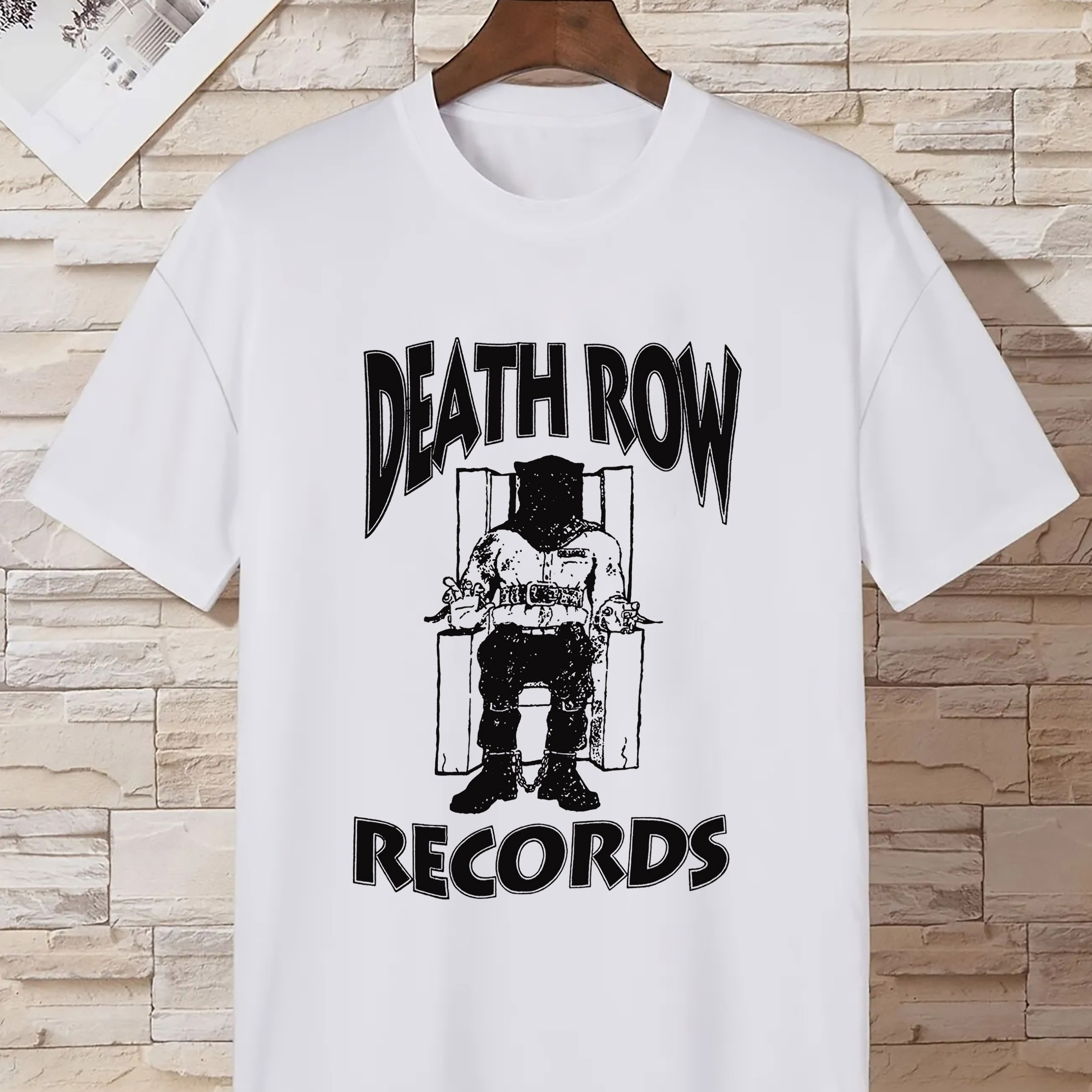 

"death Row Records" Men's T-shirt For Summer Outdoor, Casual Slightly Stretch Crew Neck Tee Short Sleeve Graphic Stylish Clothing