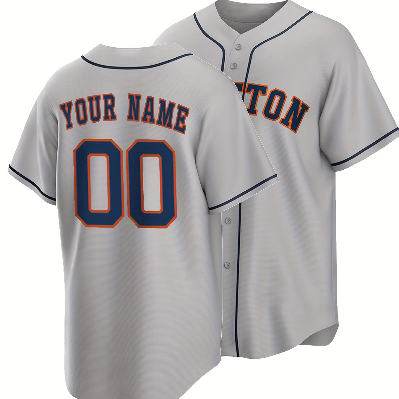 

Men's "houston" Baseball Jersey With Customized Name And Number, Comfy Top For Summer Sport