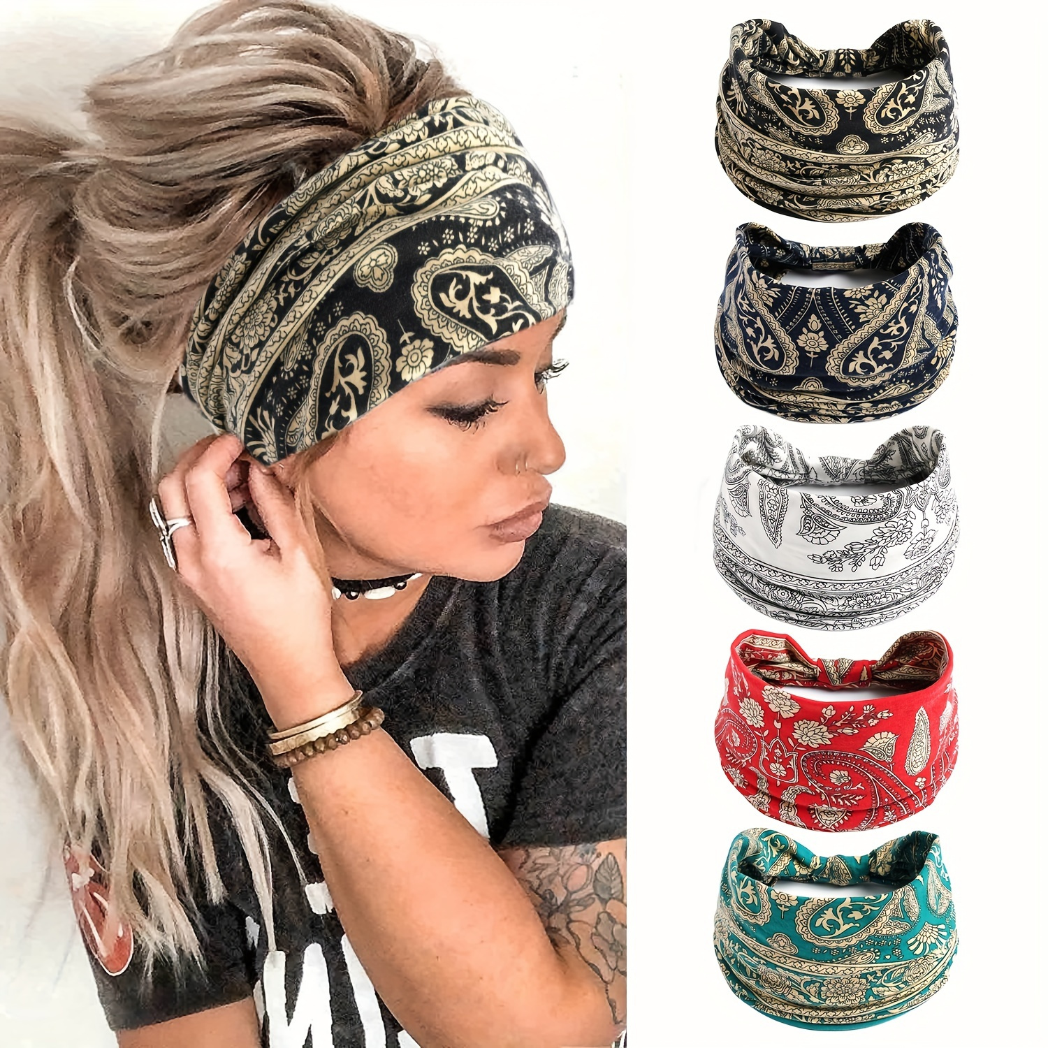 Retro Paisley Print Sporty Headband - Perfect For Yoga, Fitness, Running & Workout!