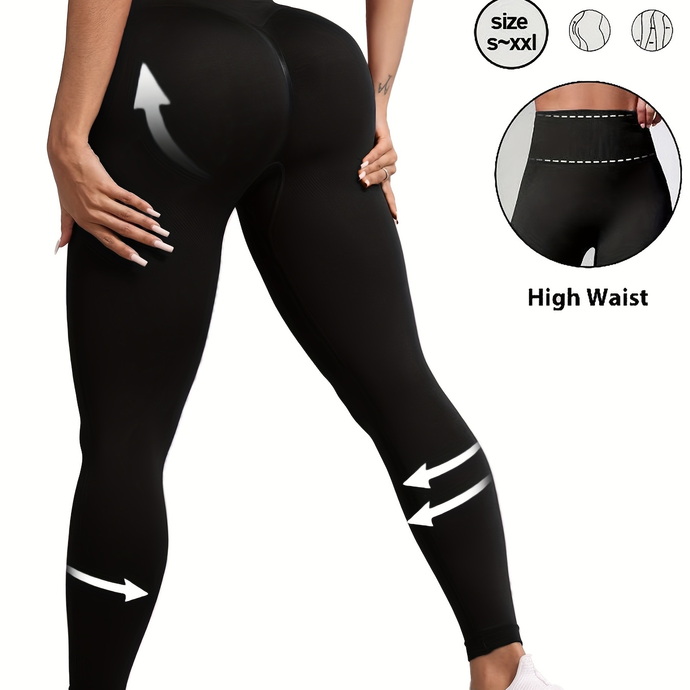 

With High Waist Seamless Butt Lifting Fitness Leggings, Yoga Leggings, Solid Colorstretchy Skinny Sports Pants With High Stretch For Fall & Winter