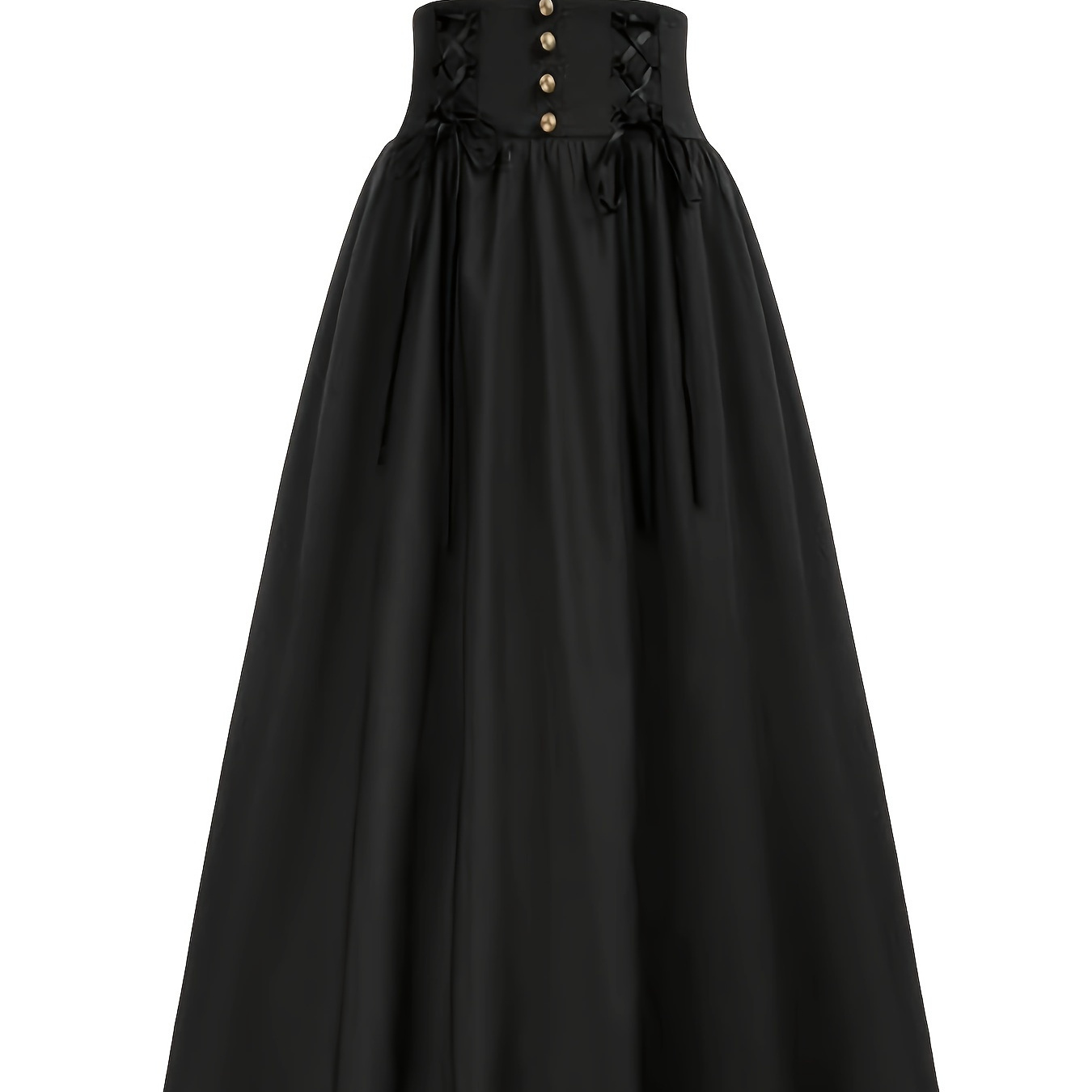 

Lace Up Button Front A-line Skirt, Elegant High Waist Ruffle Hem Swing Skirt, Women's Clothing