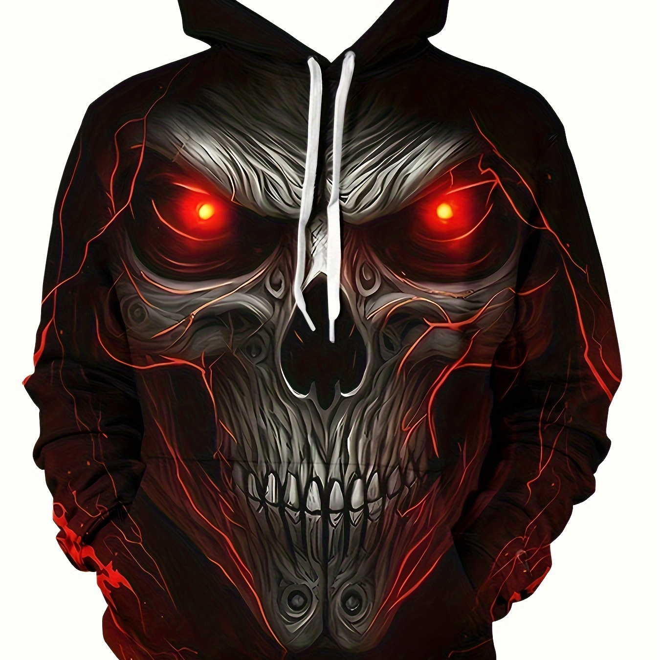 

3d Men's Evil Skull Pattern Long Sleeve Casual Hoodie, With Drawstring Pockets, Fashion Pattern Hooded Jacket Sweatshirt, Fashionable Sweatshirt Casual Spring And Autumn Top