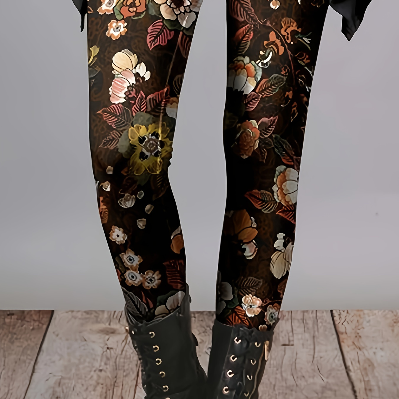 

Women's Plus Size Floral Print High-waist Leggings - Stretchy & Comfortable Casual Wear