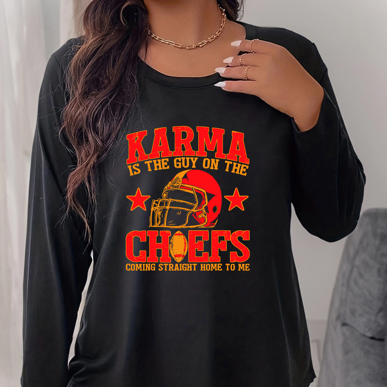 

Plus Size Letter Print T-shirt, Casual Crew Neck Long Sleeve T-shirt, Women's Plus Size clothing