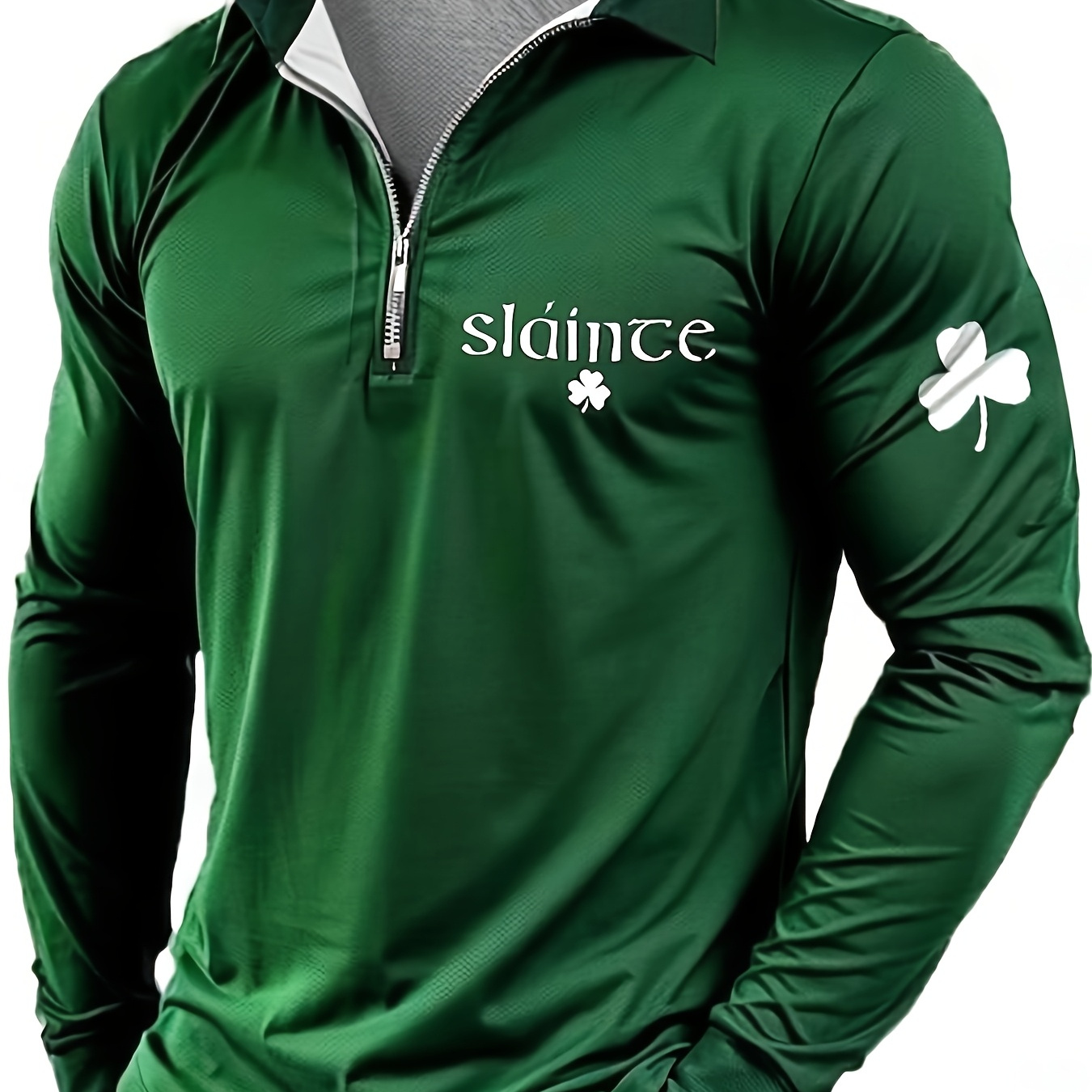 

's Day, Easter, Men's Shirt Golf Shirt Collar Print Outdoor Street Long Sleeve Zipper Print Pure Clothing Casual Soft