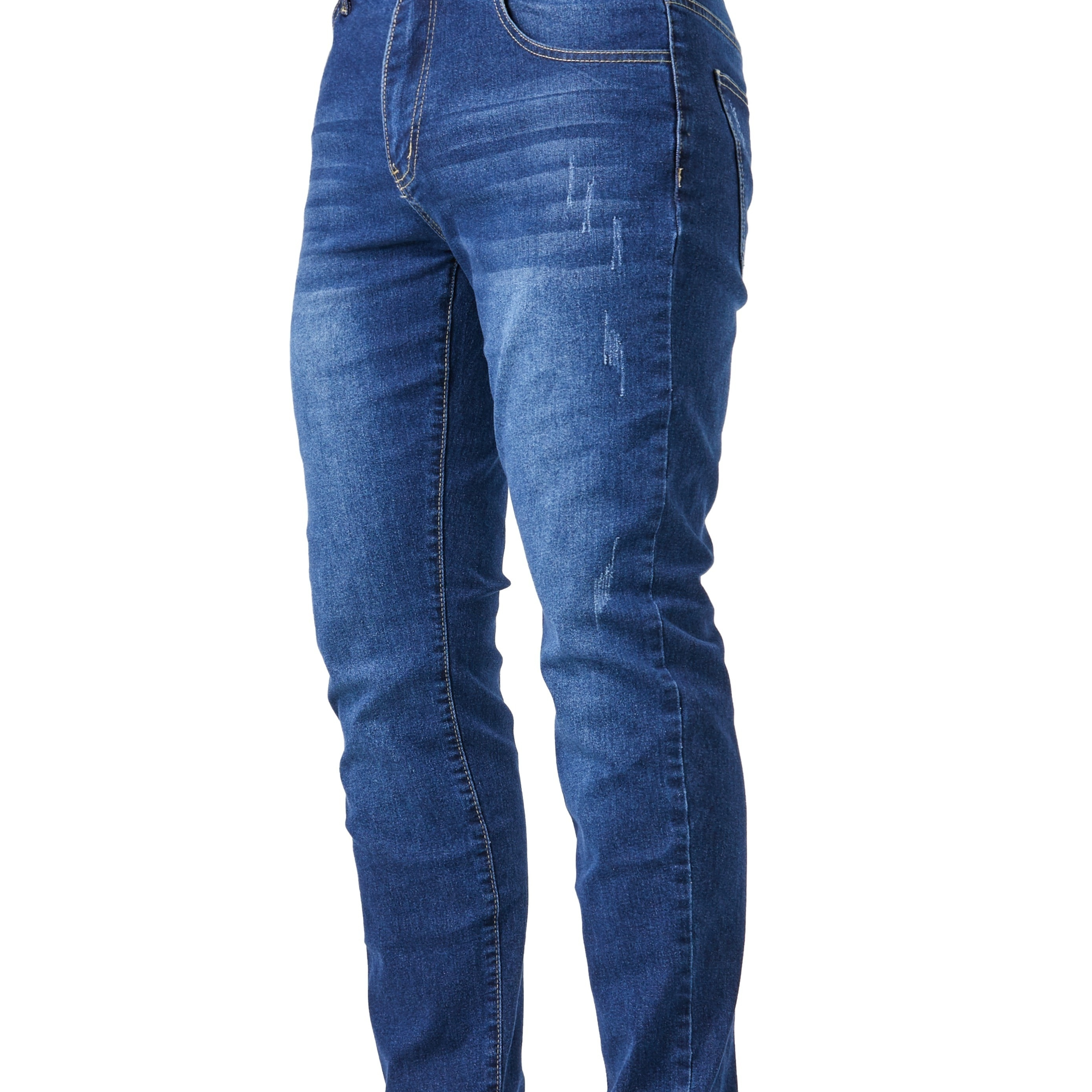 

1pc Men's -fit Stretch Denim Jeans, Casual Washed Solid Color, Cotton 65.5%, Polyester 33%, Spandex 1.5%, Skinny Pants, Regular Length