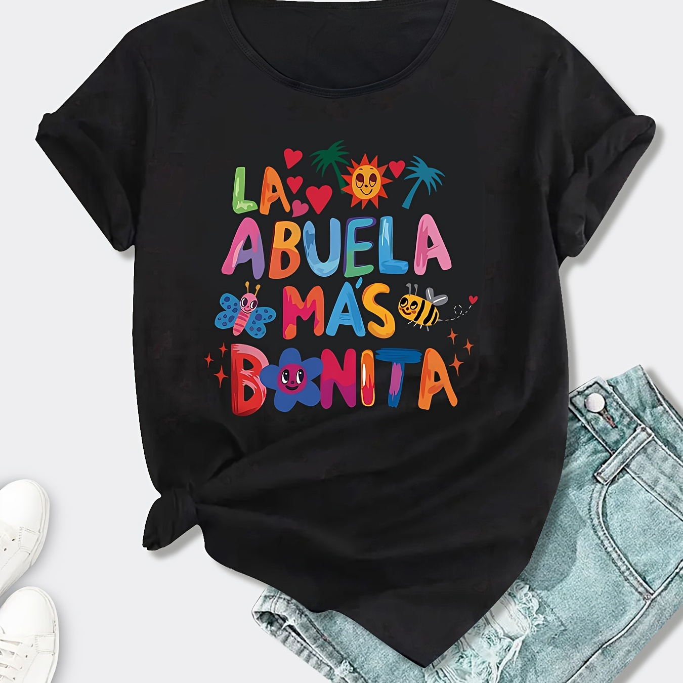 

Letter Print Round Neck Sports T-shirt, Short Sleeve Running Casual Tops, Women's Activewear