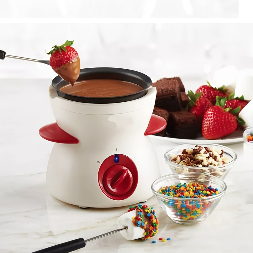  Nostalgia 10-Ounce Electric Fondue Party Set for Melted  Chocolate, Cheese, Sauce, or Broth, with 3-Section Food Tray and 4 Dipping  Forks, Black : Home & Kitchen