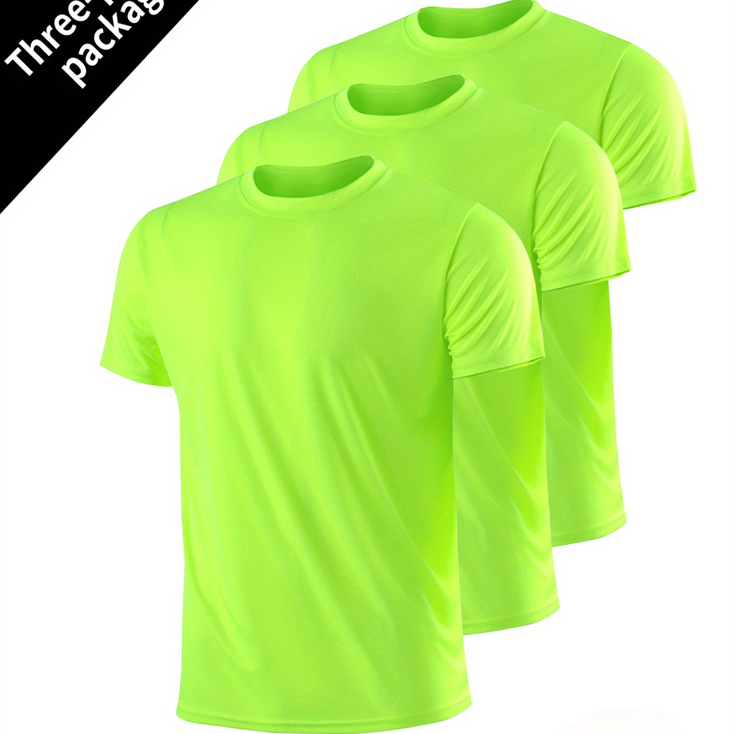 

3pcs Men' Slightly Stretch Quick-drying Breathable Short Sleeve Round Neck Comfy T-shirt For Gym Fitness Training