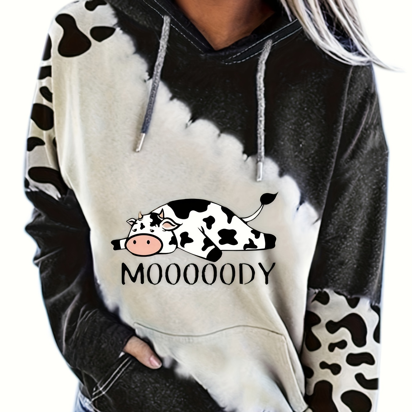 Cow print cheap hoodie