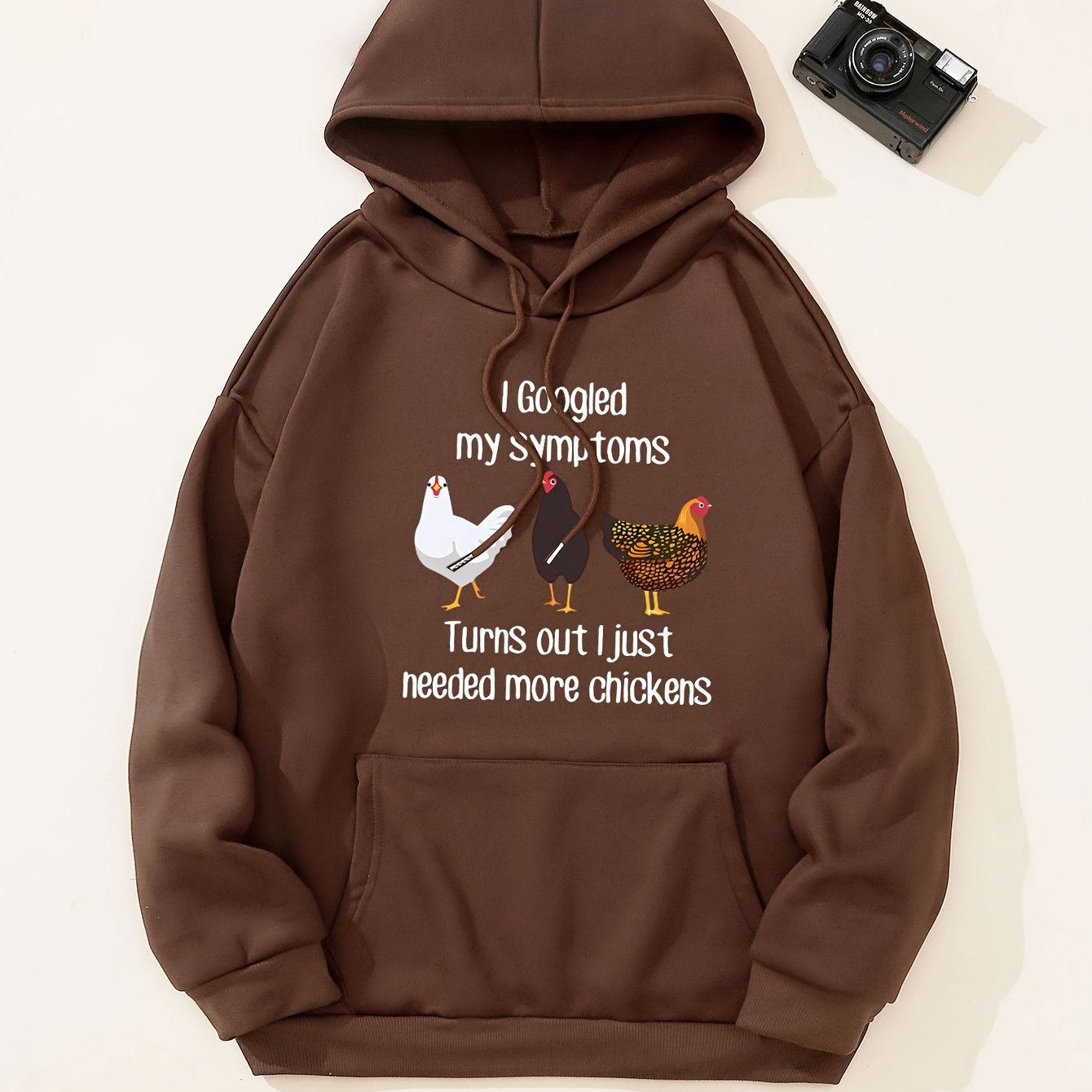 

Cartoon Chicken Print Hoodie, Casual Drawstring Hooded Sweatshirt For Winter & Fall, Women's Clothing