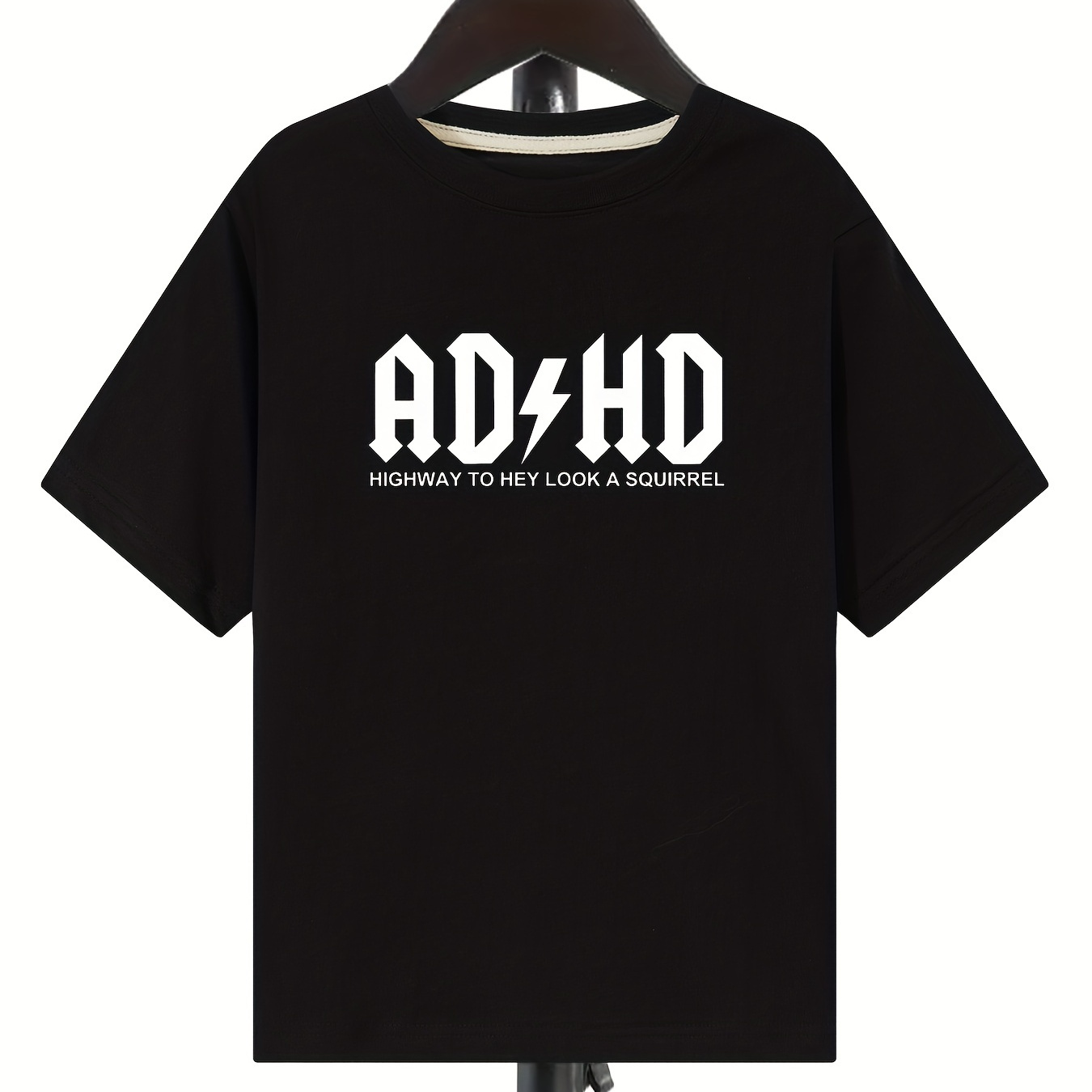 

Trendy Adhd Letter Print Boys Creative Cotton T-shirt, Casual Lightweight Comfy Short Sleeve Crew Neck Tee Tops, Kids Clothings For Summer