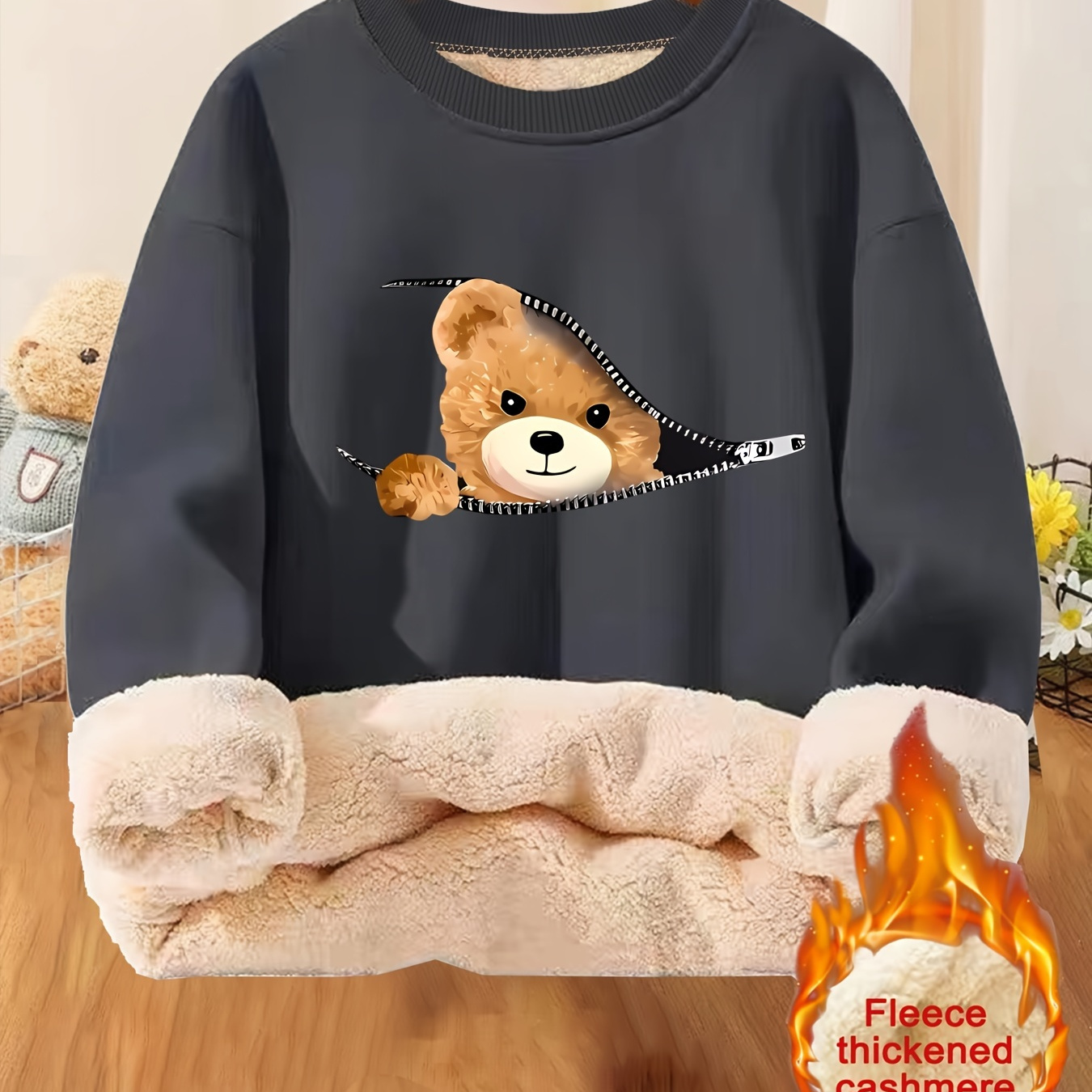 

Sweatshirt Doublé en à Imprimé - Col Rond Décontracté, à Longues & l'Hiver