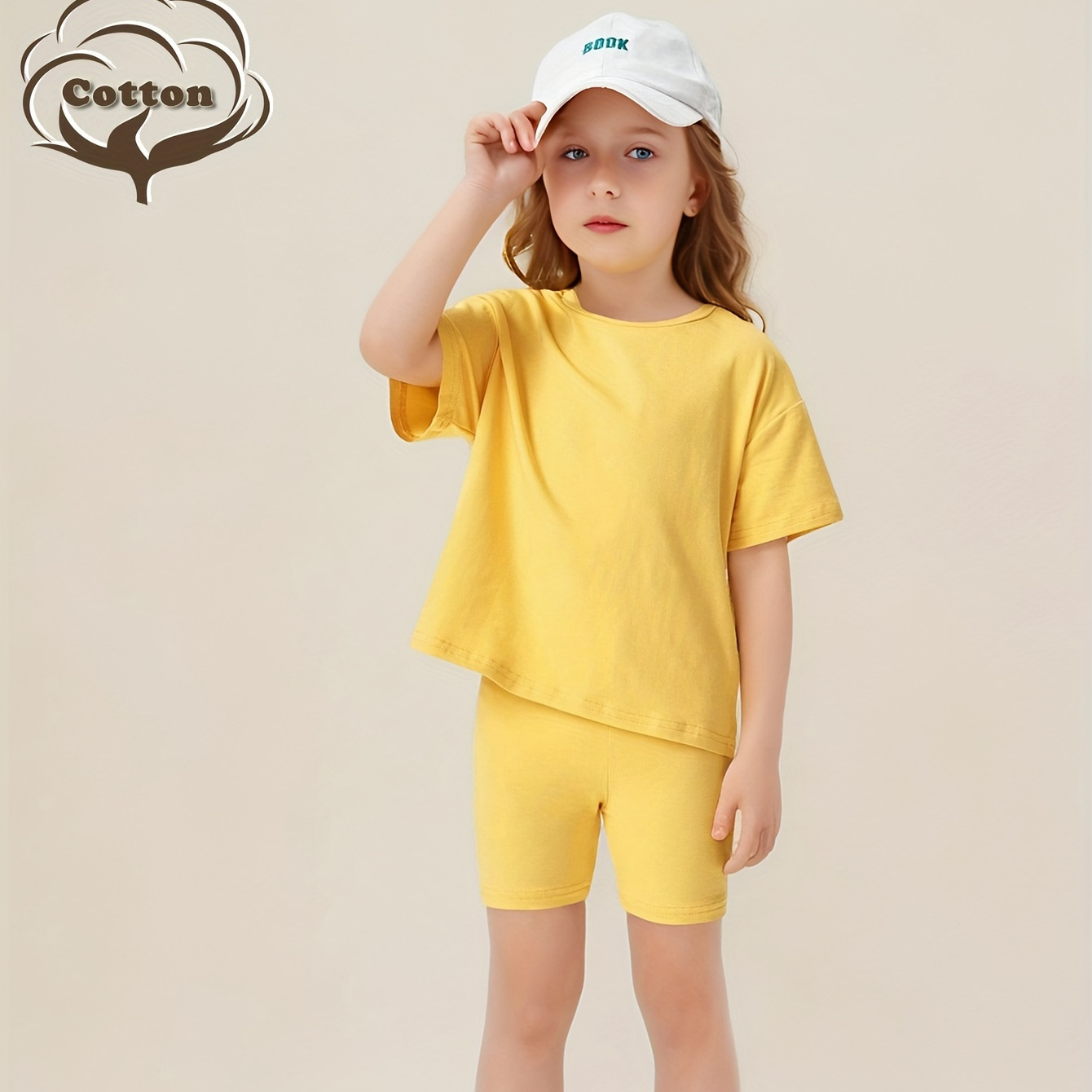 

Toddler Kid Solid Color Fashion T-shirt & Matching Shorts Simple Style Stylish Summer Clothing