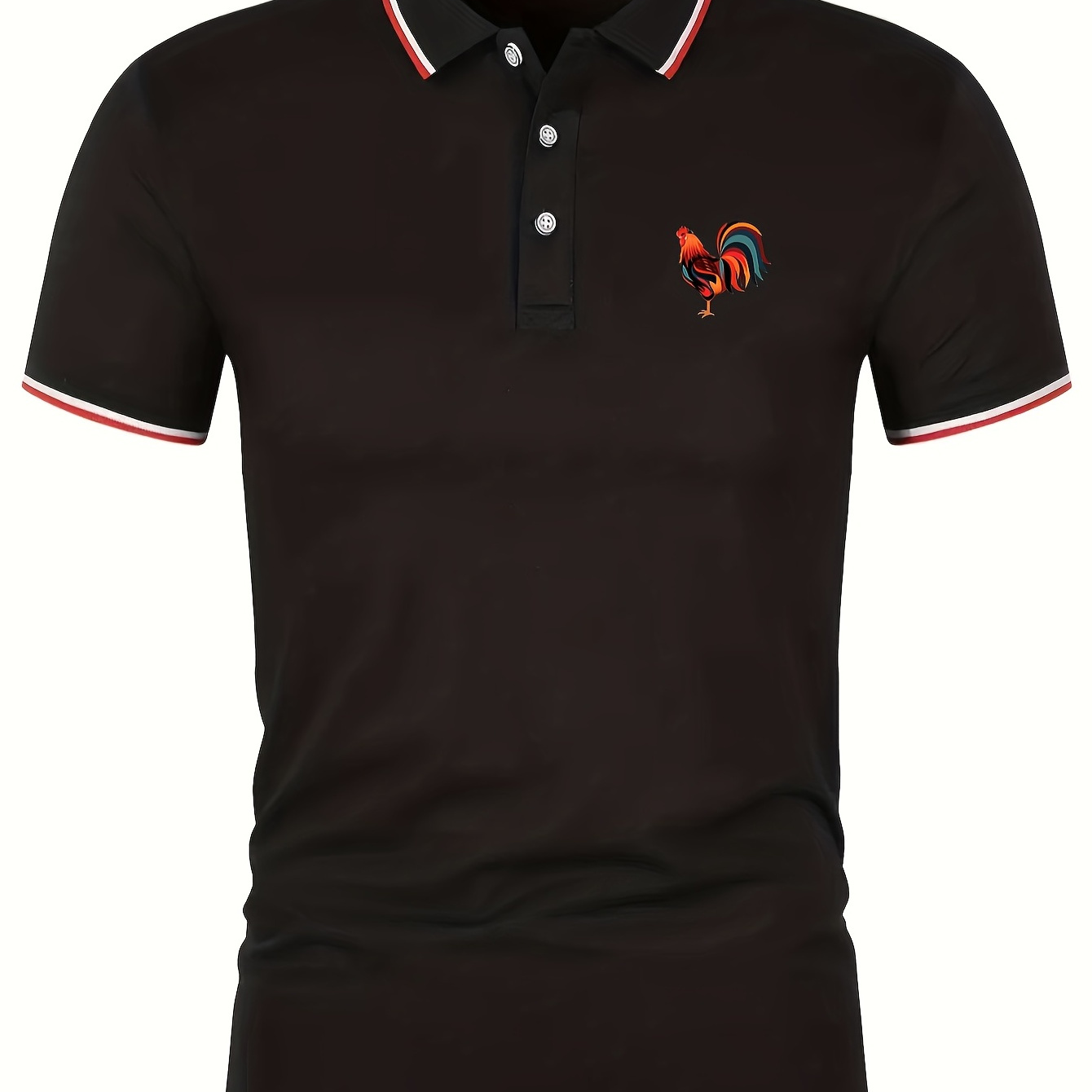 

Trendy Chicken Print Men's Casual Button Up Short Sleeve Lightweight Shirt, Men's Top For Summer, Tops For Men