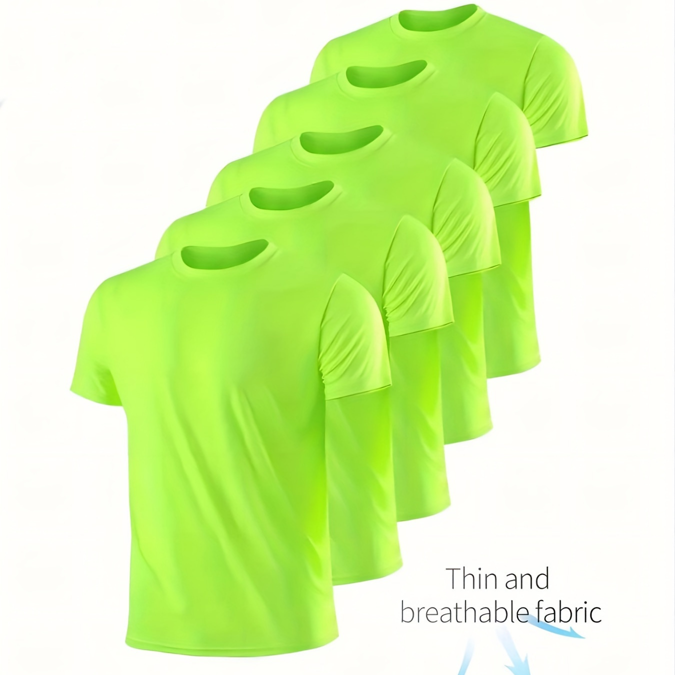 

5 Pcs Men's Quick Dry T Shirts, Breathable Suitable For Sports, Gym, Construction Site, Workout