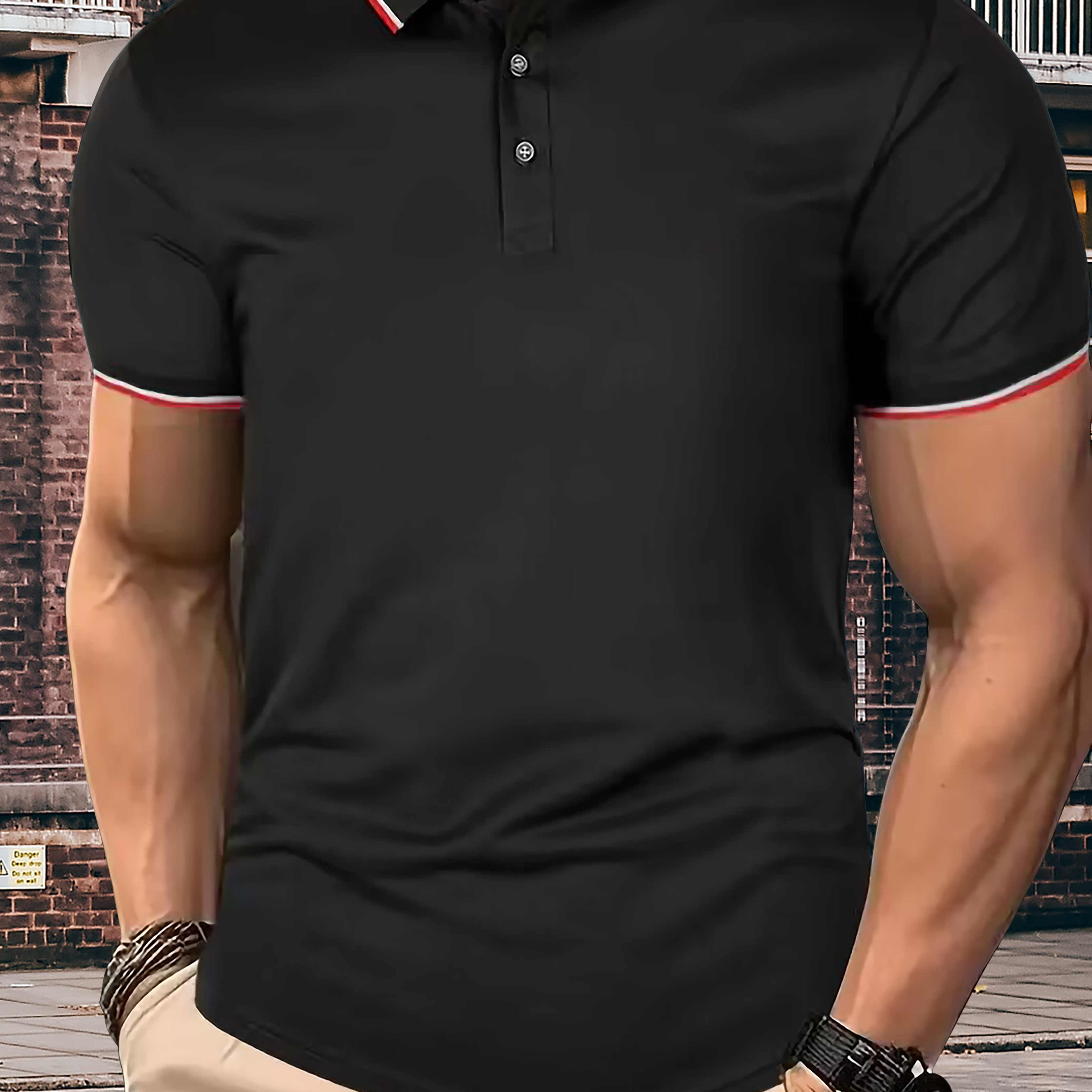 

Chemise À Col Court Pour Homme Mûr, Chemise À Bordure Contrastée Pour Les Sports D'été De Golf Pour Homme