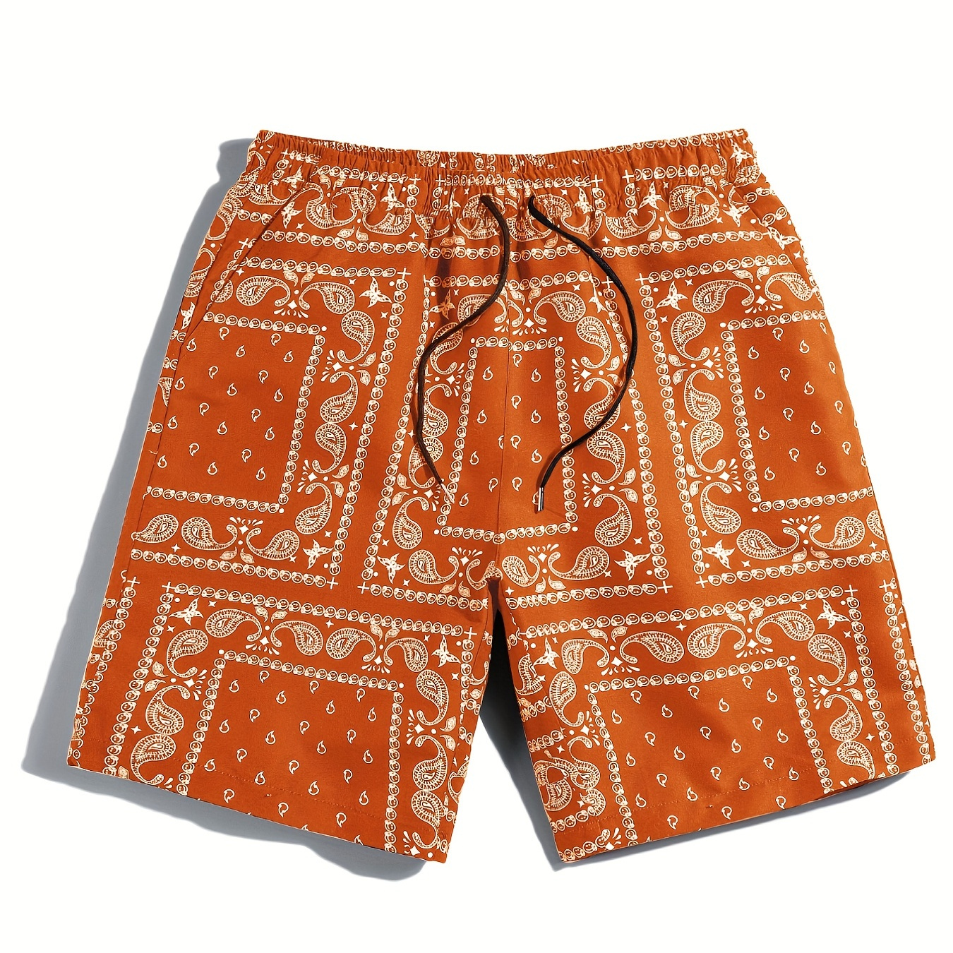 

Paisley Men's Quick Dry Hawaiian Board Shorts With Pockets, Casual Graphic Drawstring Swim Trunks For Summer Vacation Beach Pool Outdoor