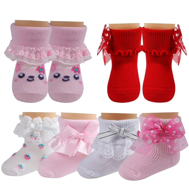 Baby Girls Socks Toddler Ruffle Lace Ribbed Dance Socks - Temu