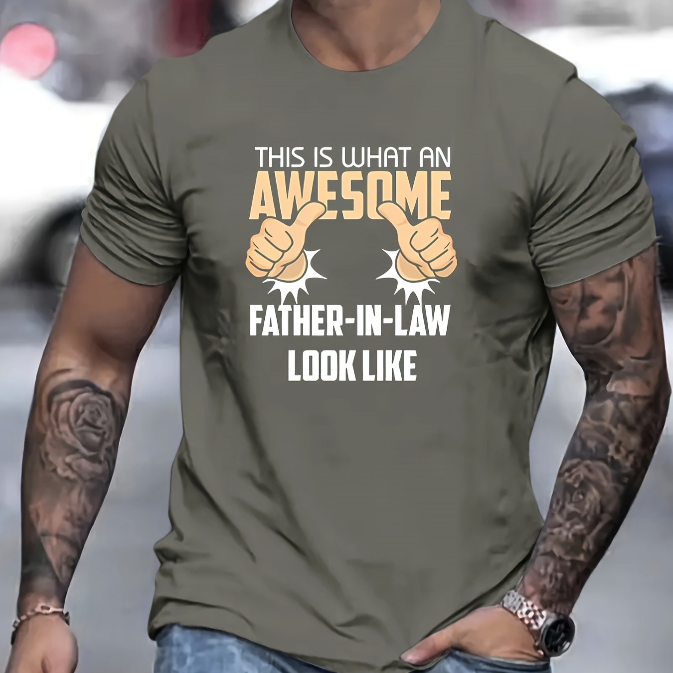 

Father-in-law Print T Shirt, Tees For Men, Casual Short Sleeve T-shirt For Summer