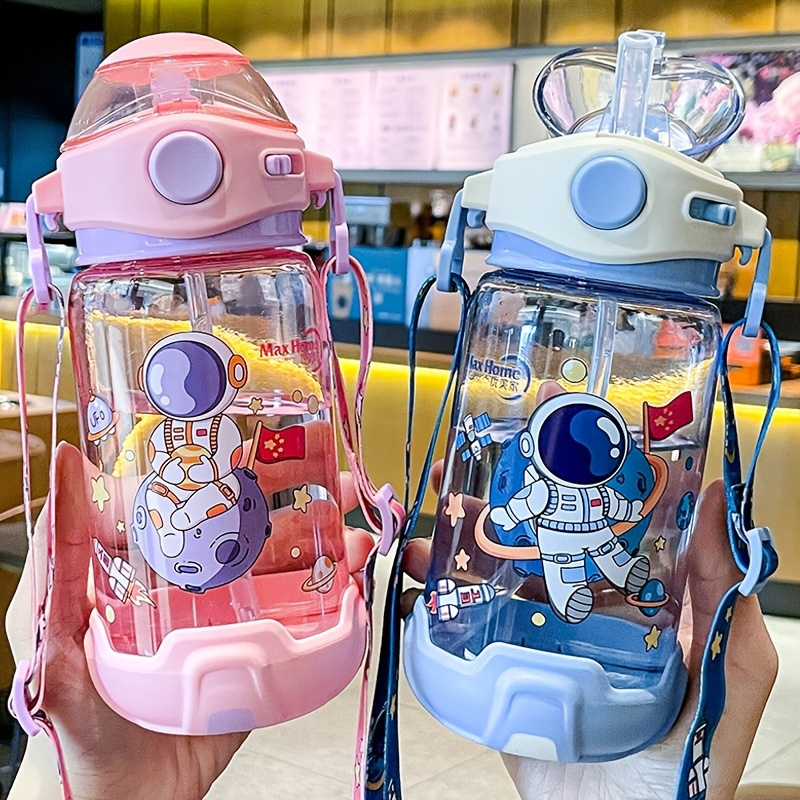 

1pc Water Bottle 22oz, Little Rocket Sippy Cup, Creative Cartoon Cups With Straws, Kawaii Thicken Outdoor Portable Leakproof Water Bottles