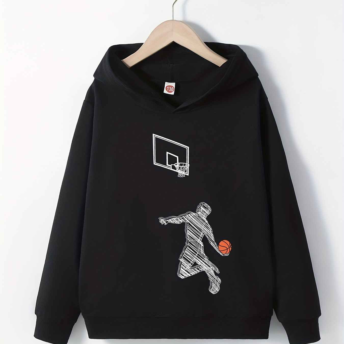

Cool Basketball Player Print Boys Casual Pullover Long Sleeve Hoodies, Boys Sweatshirt For Spring Fall, Kids Hoodie Tops Outdoor