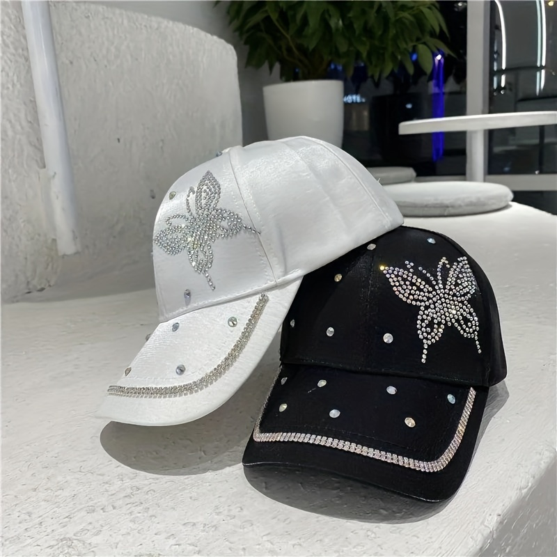 1pc Women's Butterfly Knot Embellished Denim Baseball Cap, Korean Style Sun  Hat With Long Brim For Fashion And Sun Protection