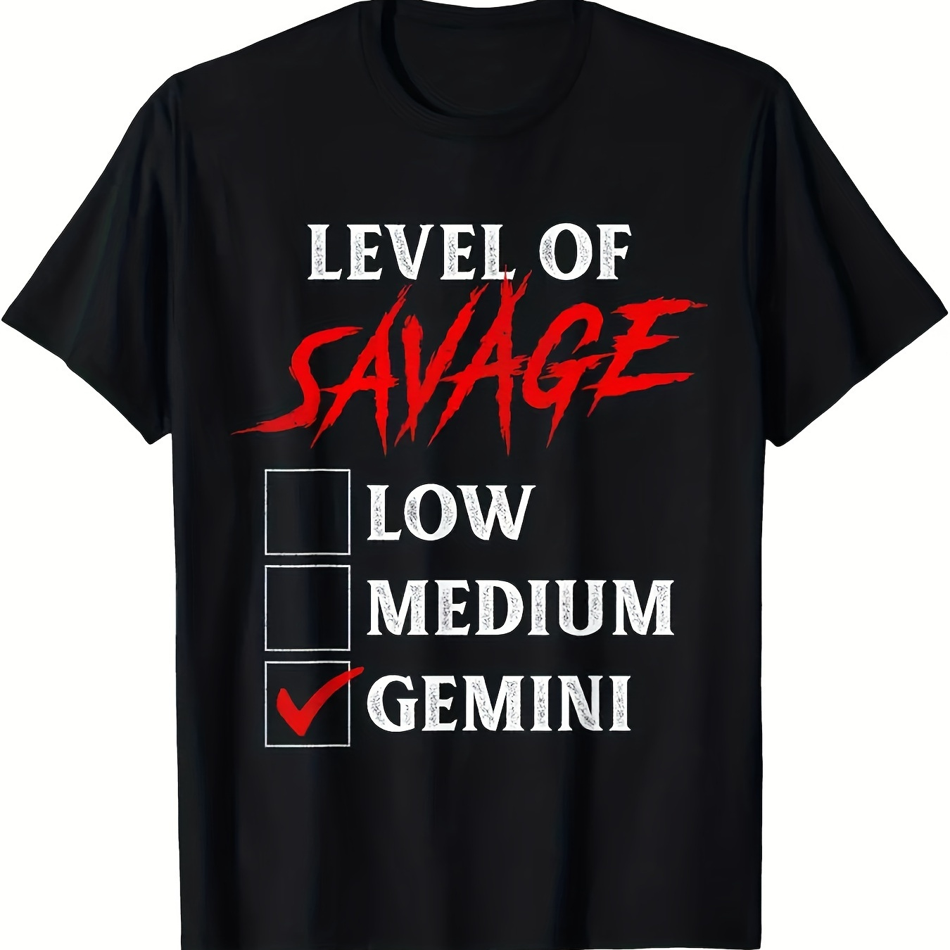 

Level Of Savage Gemini Shirt Funny Zodiac Queen T-shirt Comfortable Top Streetwear Fashion Casual Summer Tee Crew Neck Short Sleeve T-shirt 220g