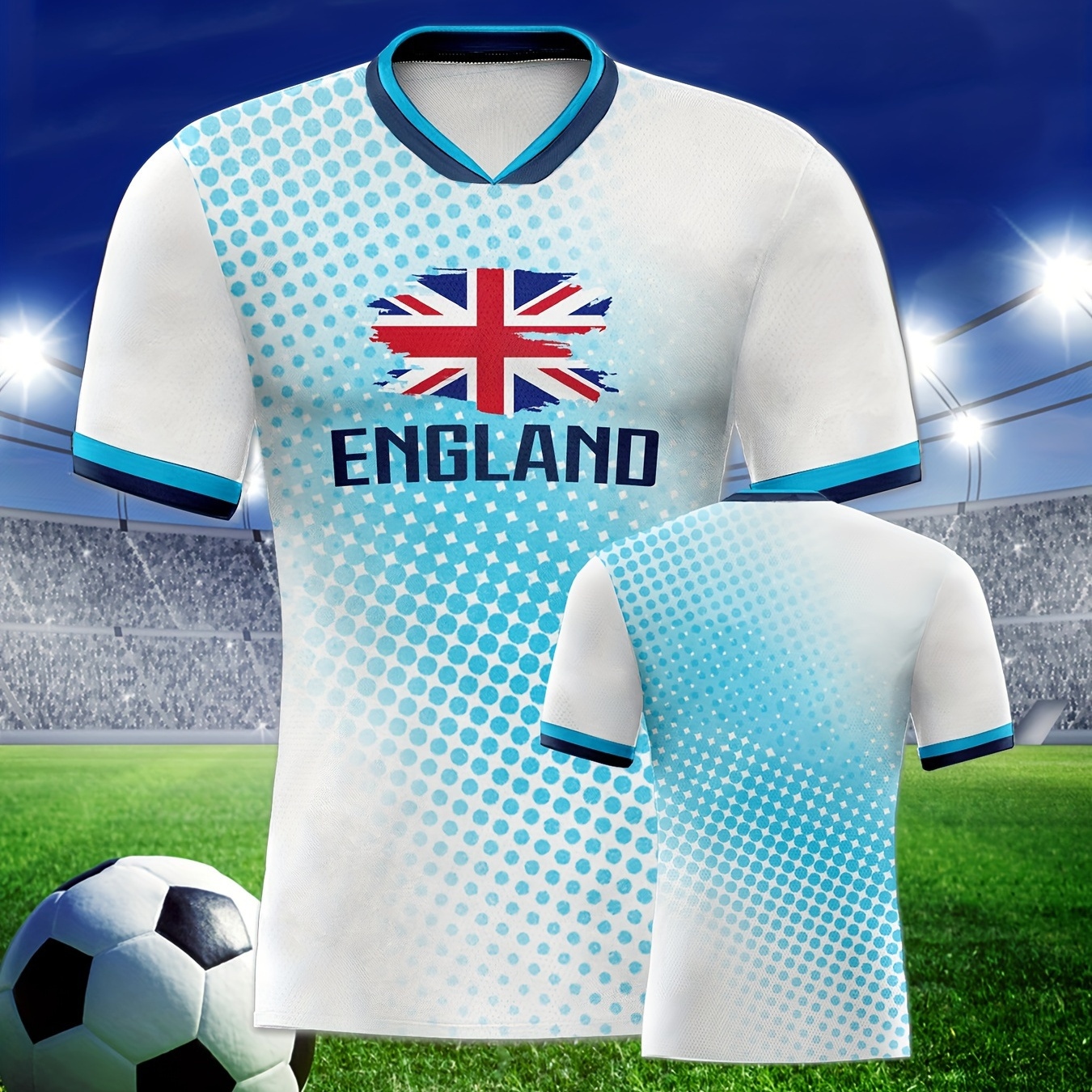 

Professional Sports Fabric Men's Creative Pattern Print England Home Soccer Jersey T-shirt