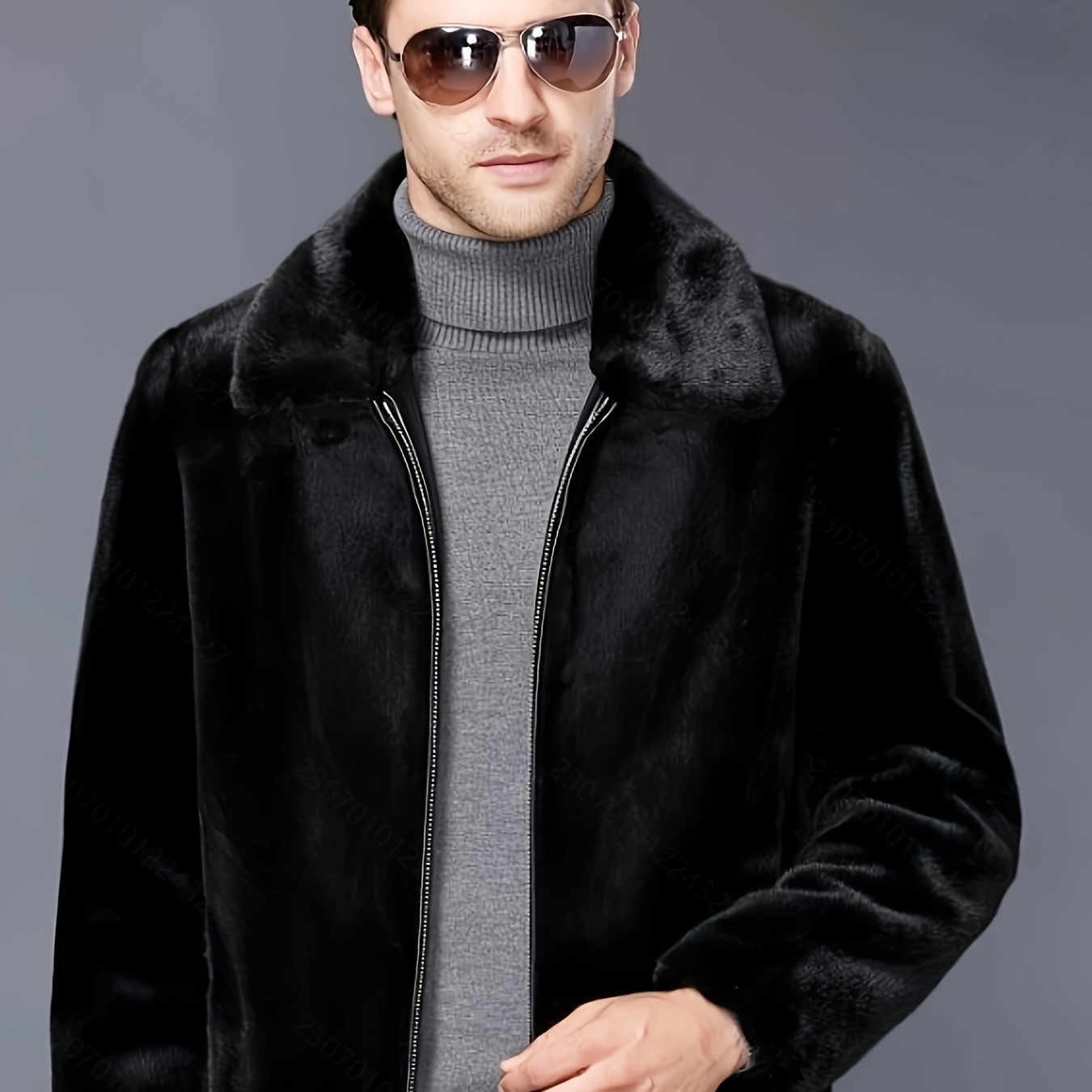 

Elegant Men's Mink Jacket - Winter Hooded Coat With Zip Closure, Polyester Lining, Non-stretch Fabric - Fall/winter