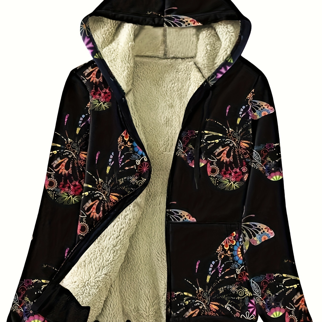 Girls Hooded Cotton Jacket Butterfly Print Padded Jacket Temu