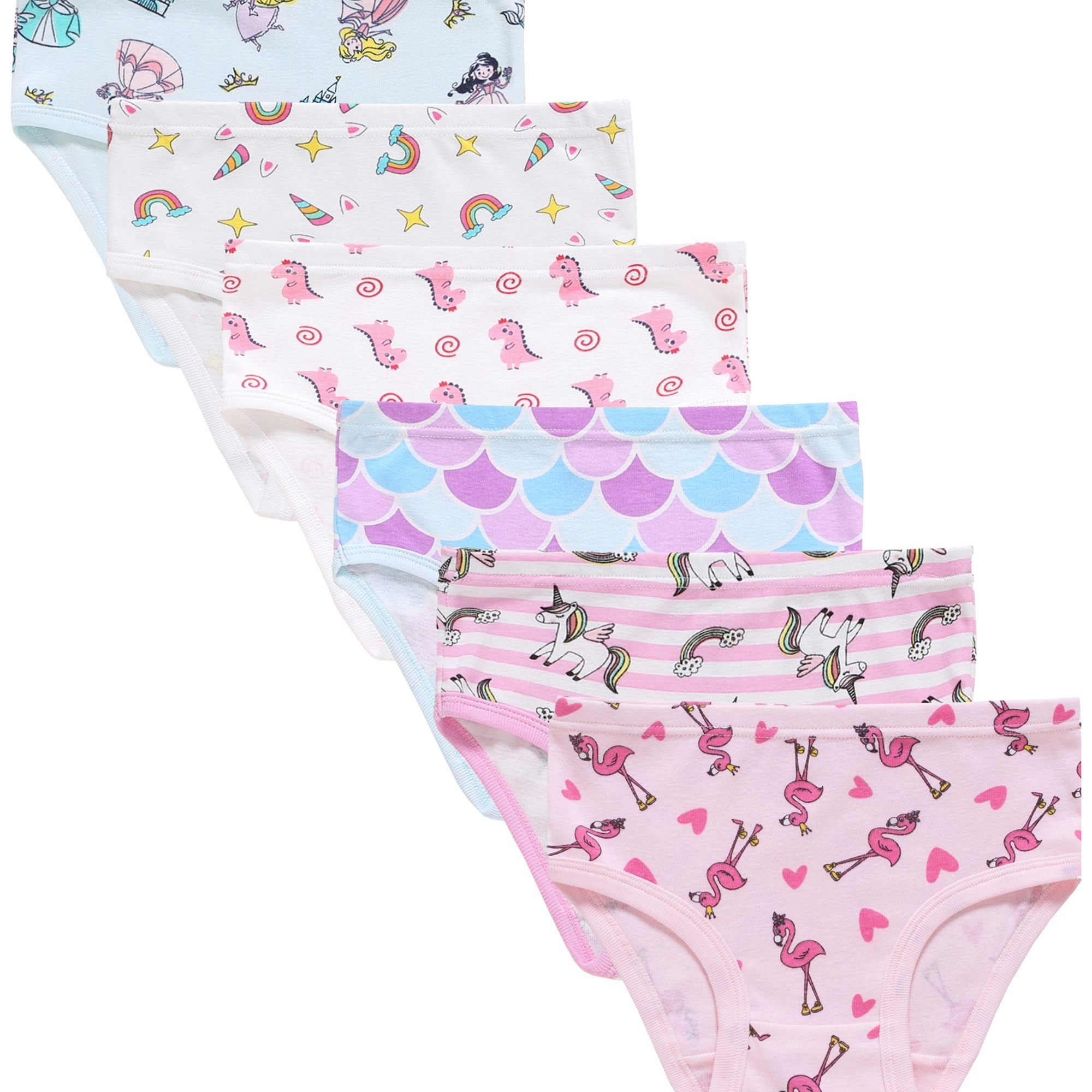 

6 Pack Girls Unicorn Panties Christmas Kids Cotton Briefs Undies