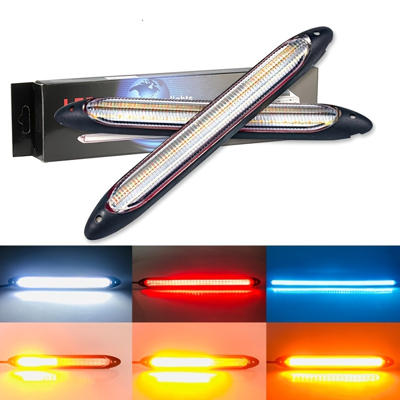 Feux De Jour LED Séquentiels Pour Voiture - Blanc/Jaune Clignotants | DRL Universels Pour SUV, Camions