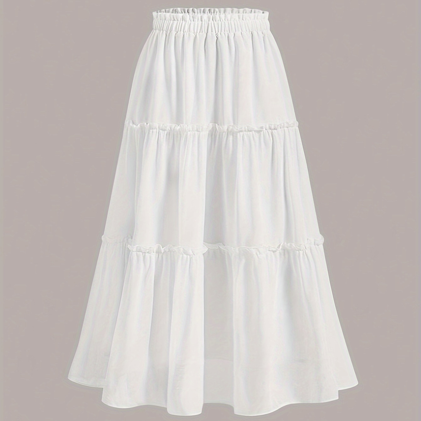 

Frill Trim High Waist Skirt, Elegant Loose Skirt For Spring & Summer, Women's Clothing