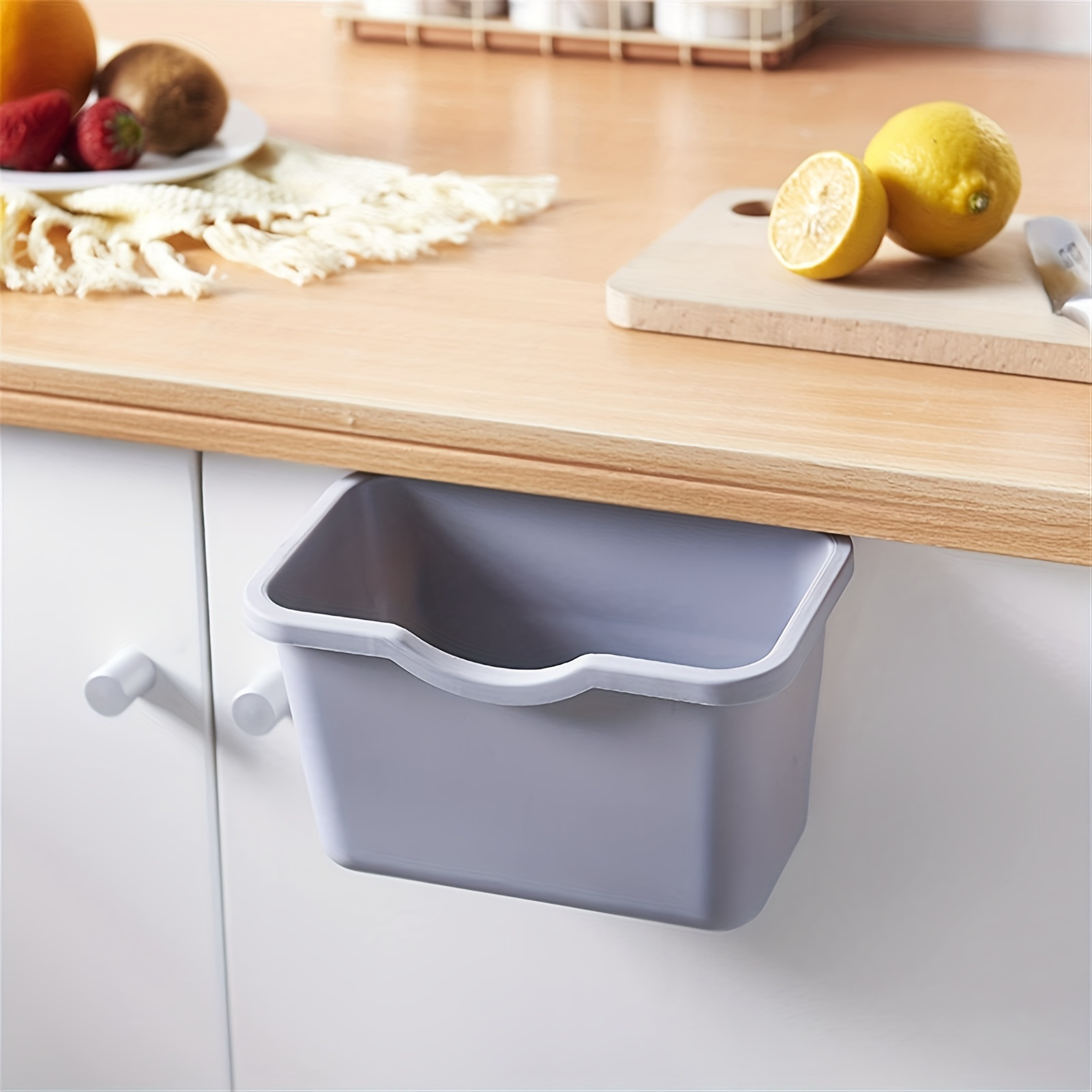 

1pc Kitchen Trash Can, Plastic Waste Basket, Wall-mounted Kitchen Garbage Bin, Storage For Home, Suitable For Cabinet Door Thickness Must Be Less Than 0.7inch
