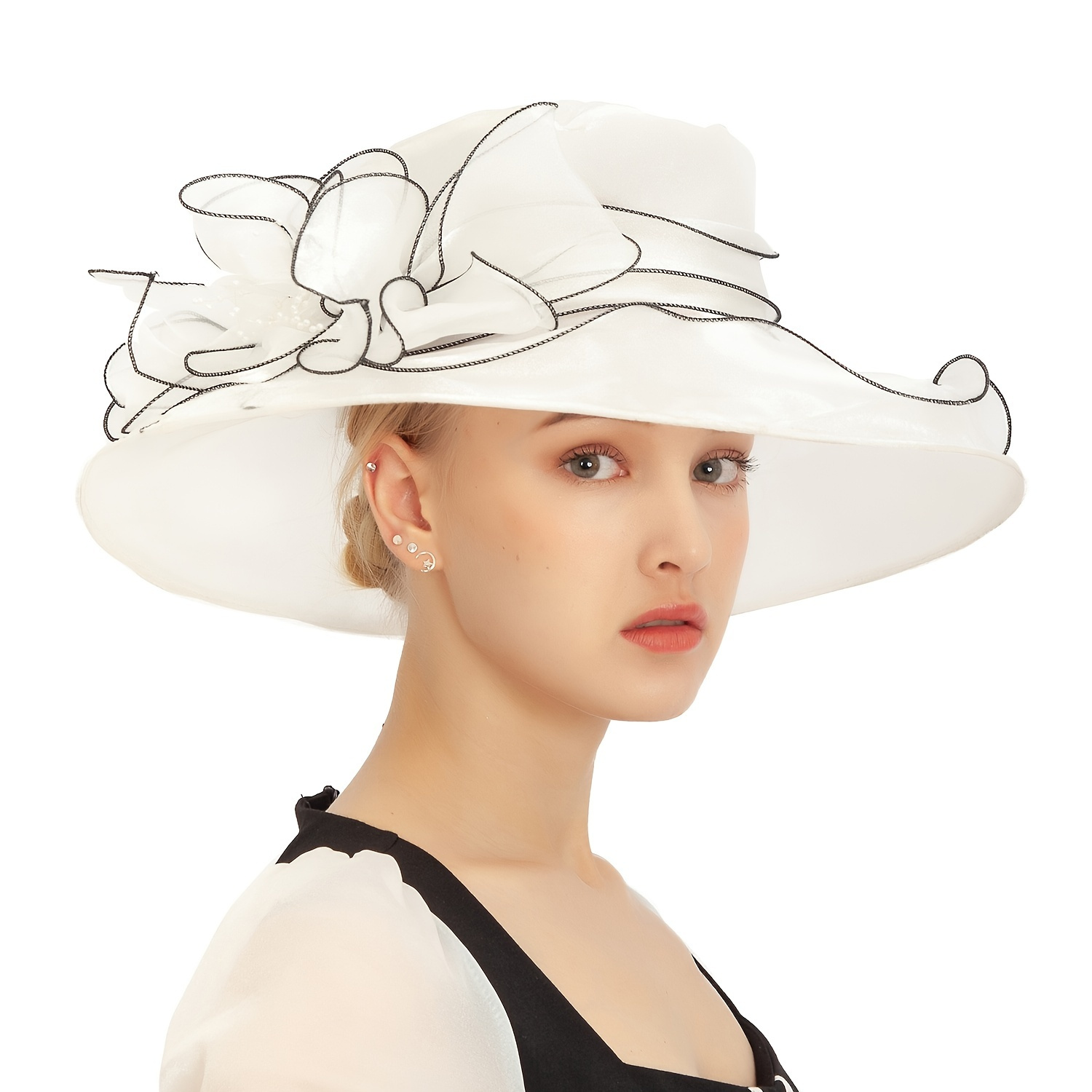 Elegant Wide Brim Straw Hat with Extra-Wide Brim - JSA Women's Hats