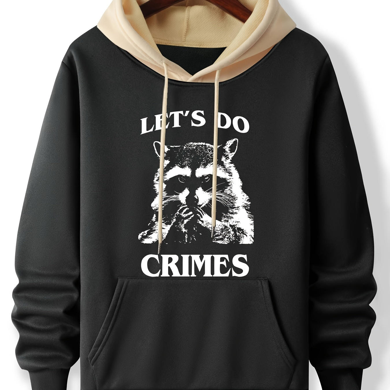 

Men's Hoodie - Casual & Trendy With Fun Raccoon Print, Long Sleeve Pullover For Fall/winter, Machine Washable