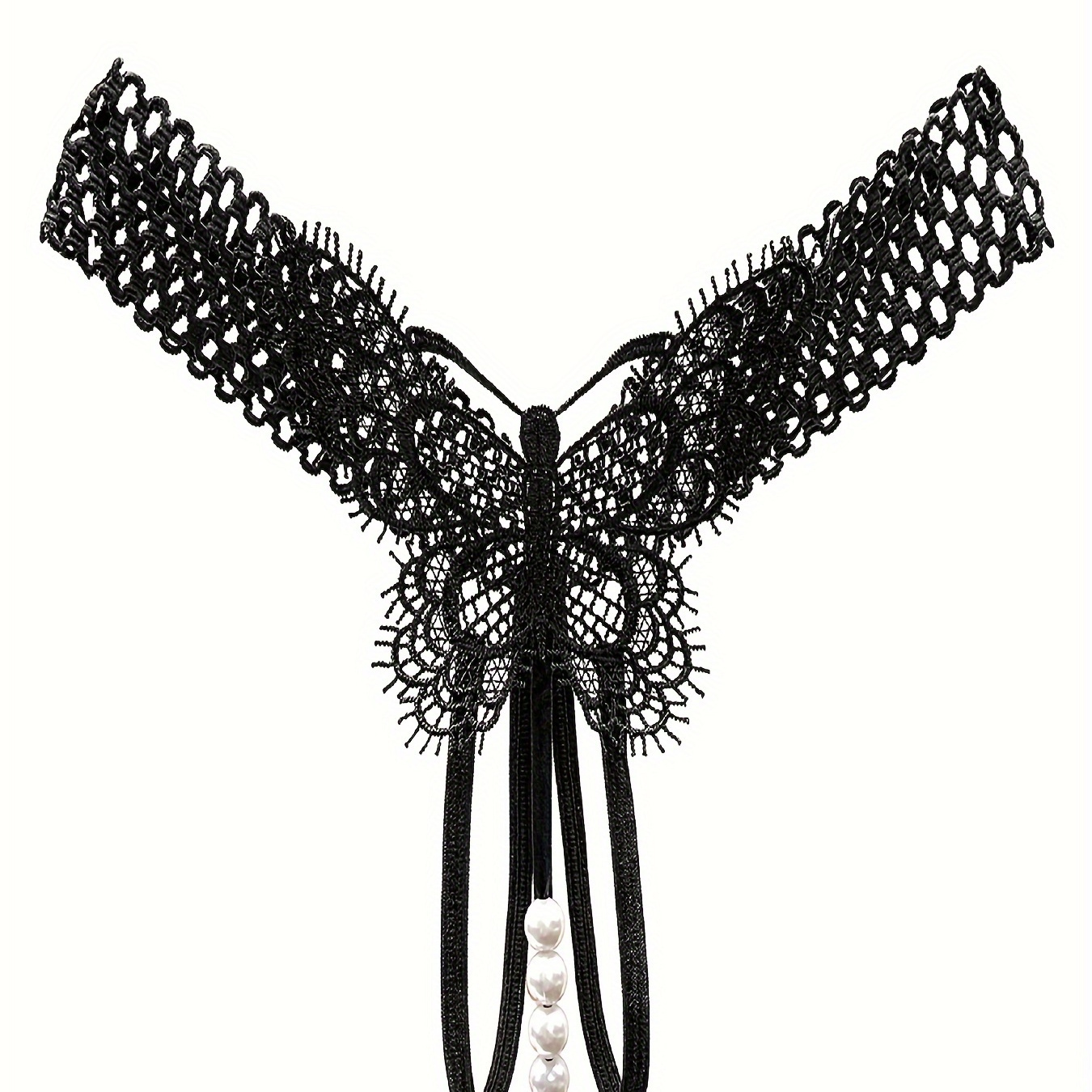 Butterfly Embroidery Thongs Hollow Faux Pearl Open Crotch - Temu Canada