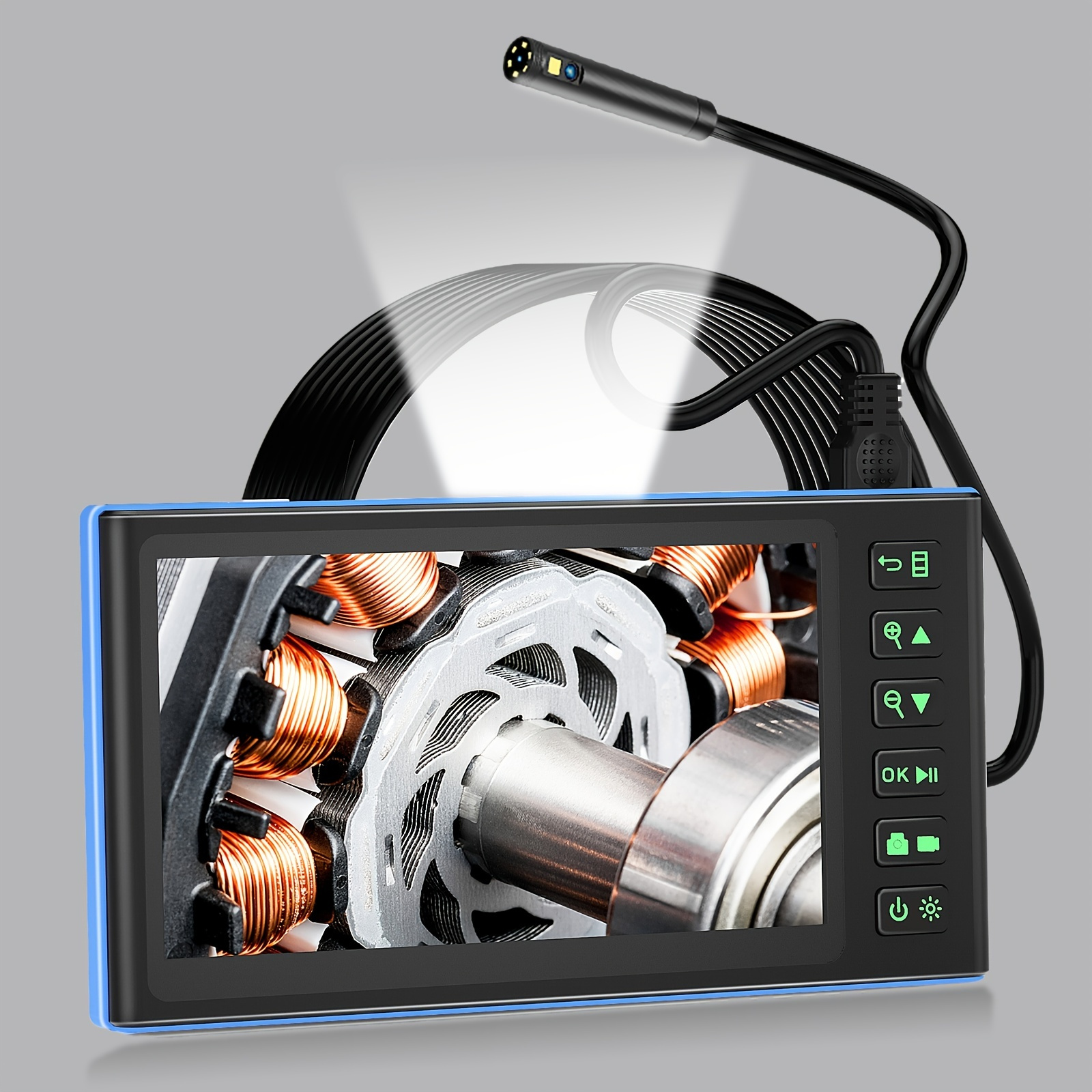 Endoscope Industriel, Caméra Endoscopique 5.5mm, Caméra d'inspection  Endoscope Canalisation 1080P HD étanche IP67 avec Lumière LED 8, écran 2.4  Pouces, Câble Semi-Rigide (2M) : : Auto et Moto