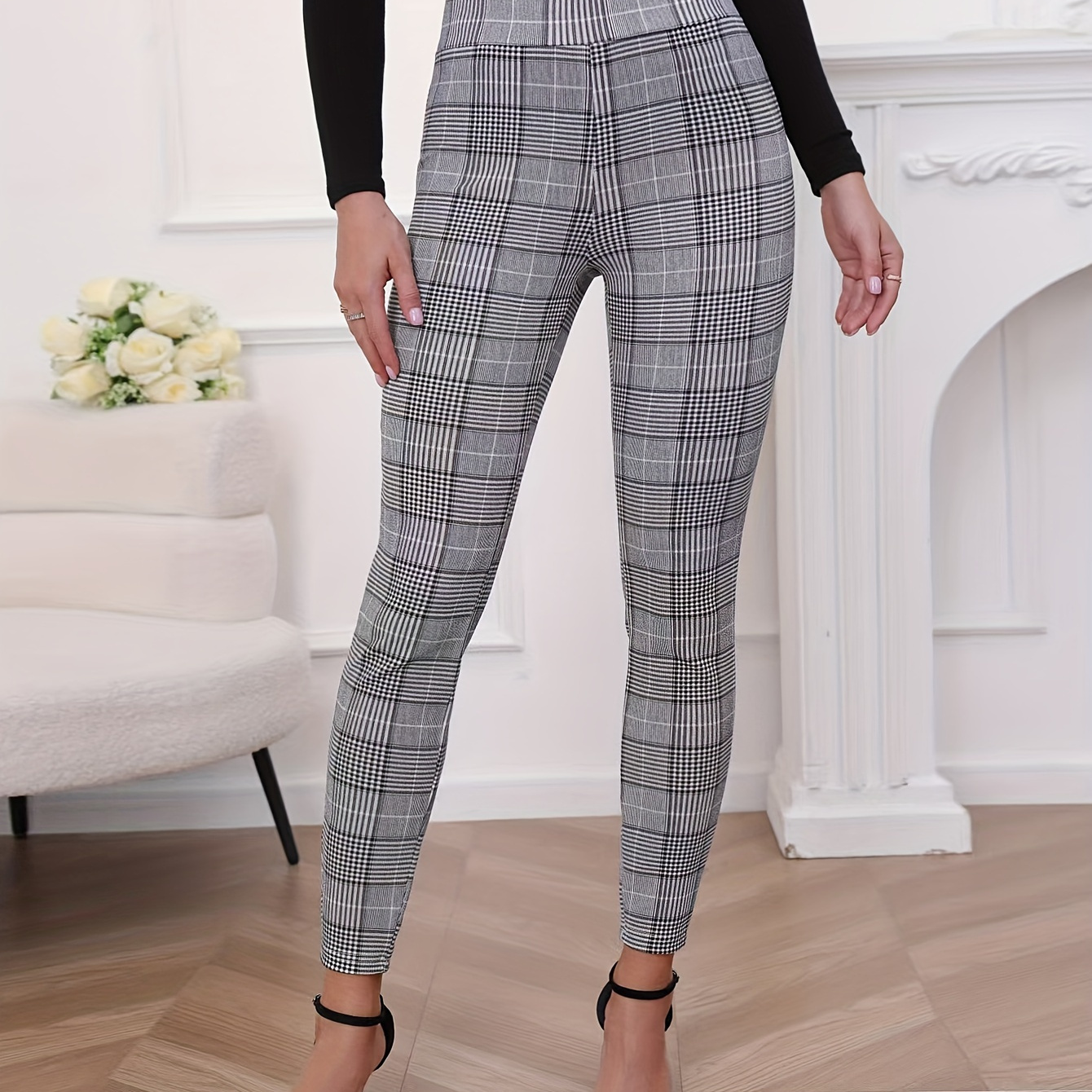 

Elegant High-waist Leggings For Women - Stretchy, Machine Washable Polyester, Fashion