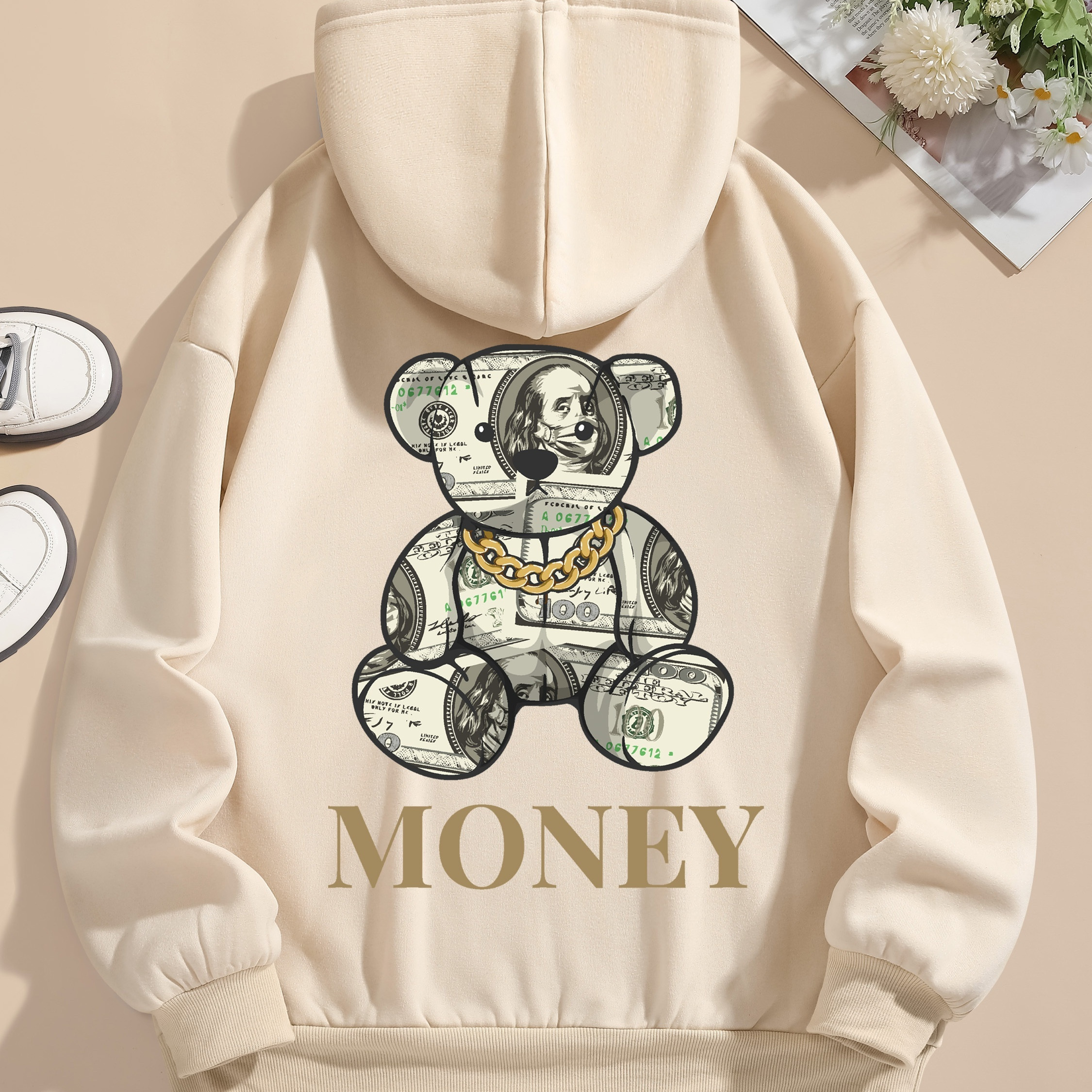 

Bear Print Hoodie, Drawstring Casual Hooded Sweatshirt For Winter & Fall, Women's Clothing
