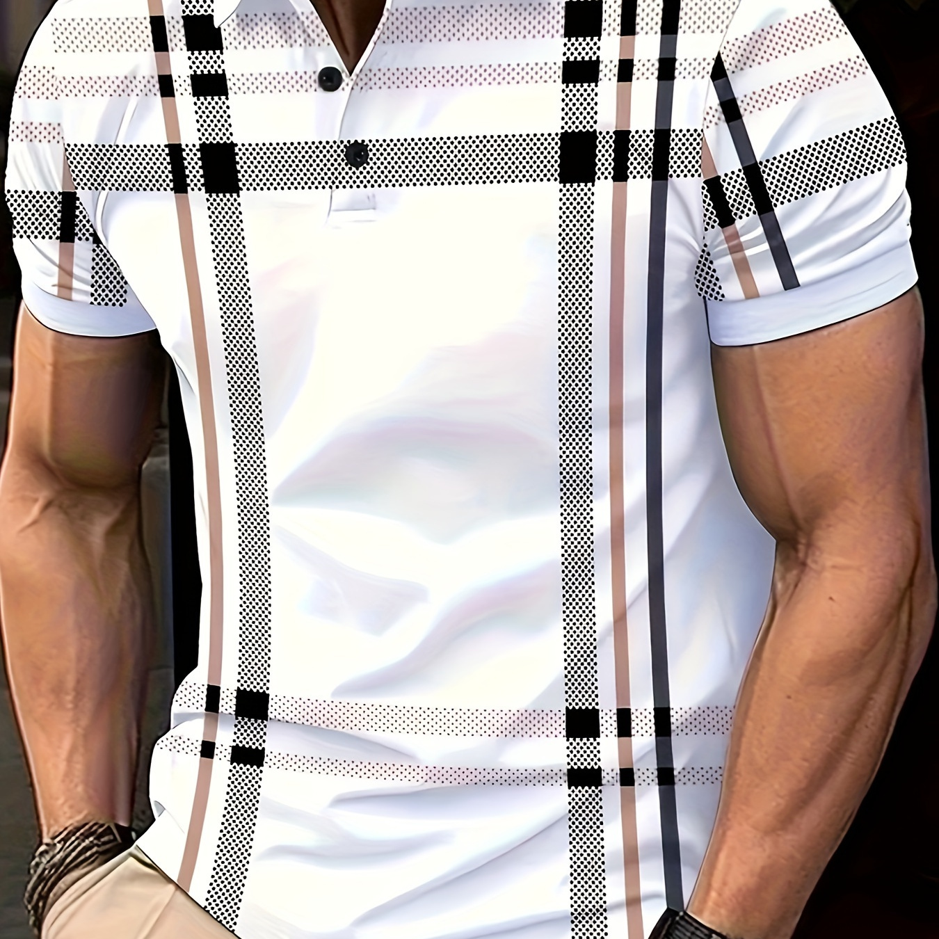 

Vintage Stripe Pattern Men's Casual Summer Short Sleeve Lapel Shirt